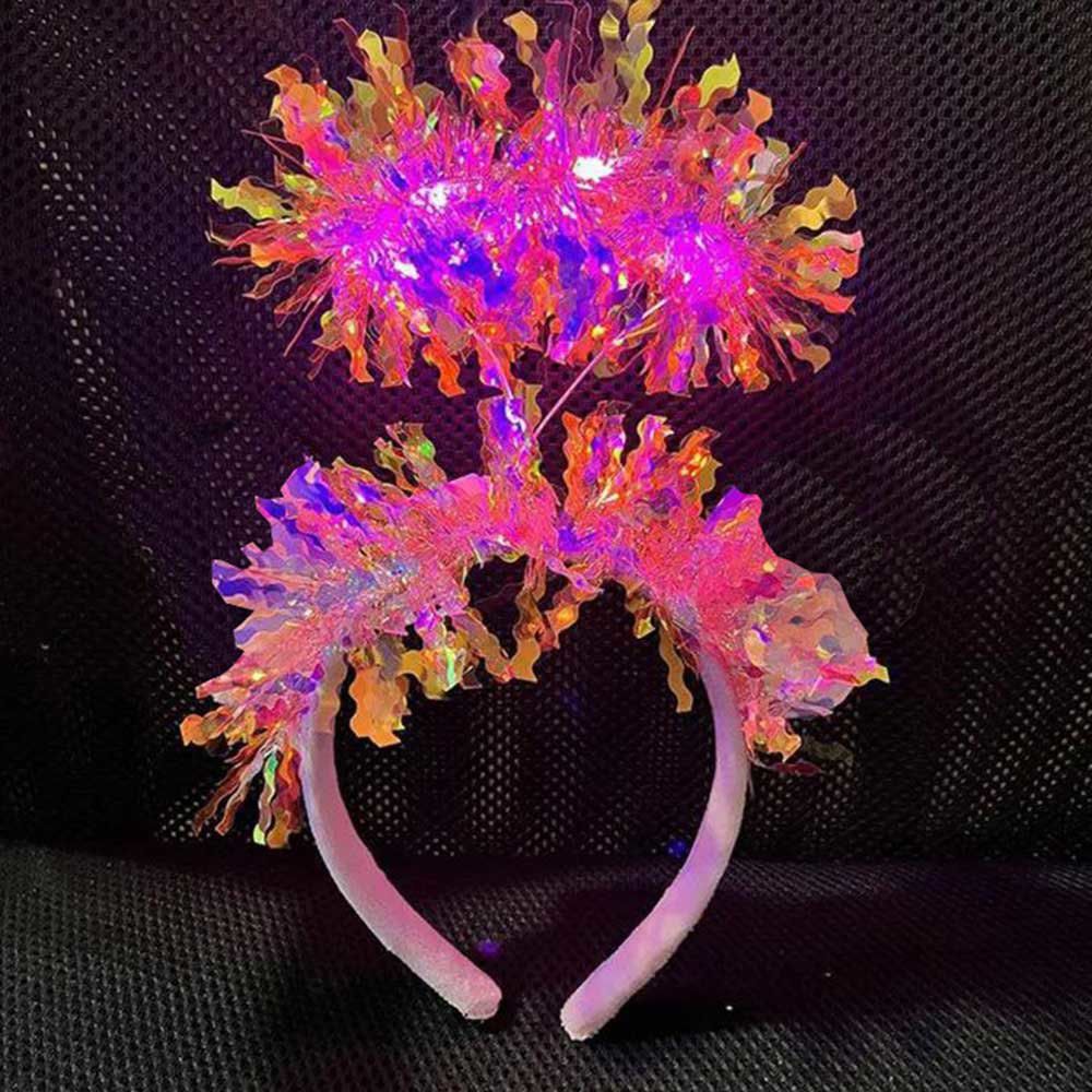 Pembe Renk Pembe Işıltılı Püsküllü Led Işıklı Parlak Hologramlı T