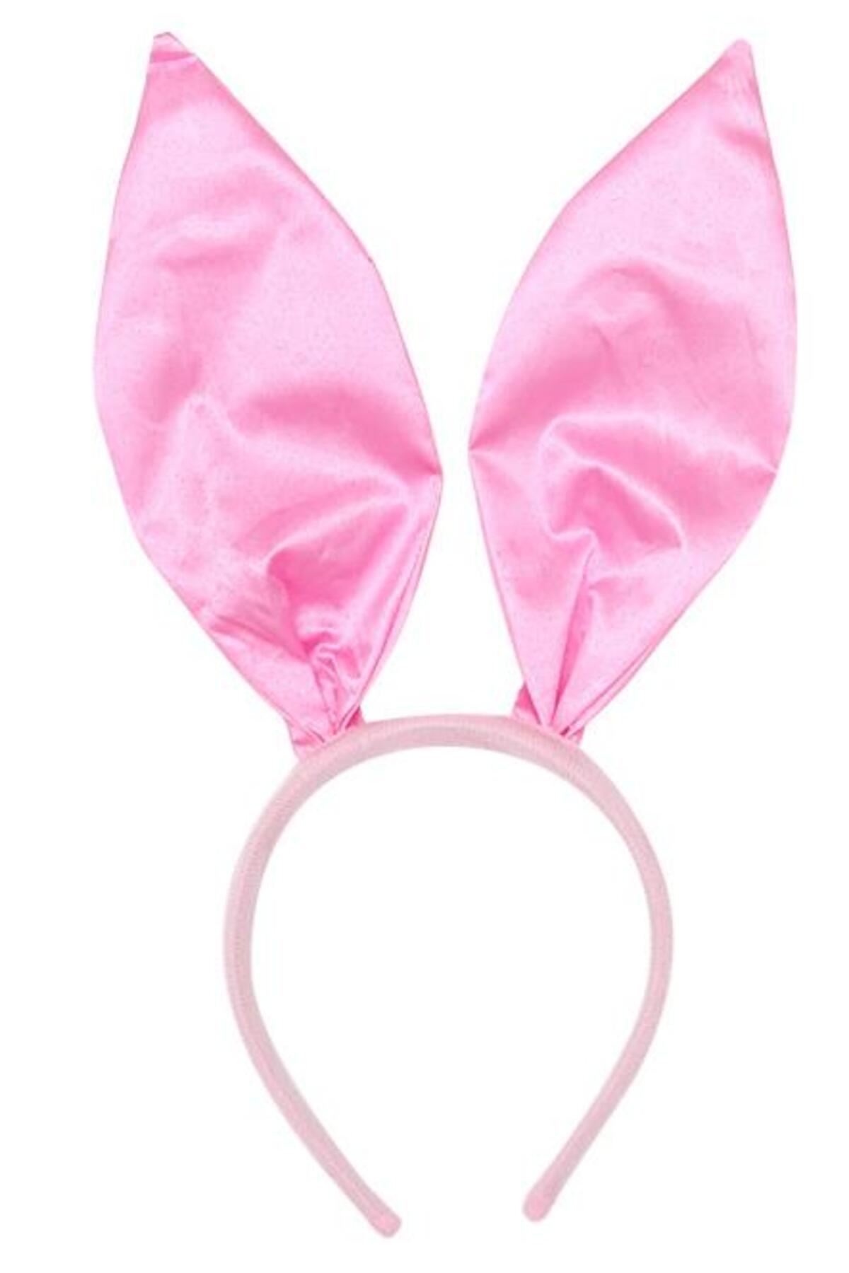 Ok Aksesuar Pembe Renk Saten Kaplama Şekil Verilebilir Tavşan Kulak Taç 35X11