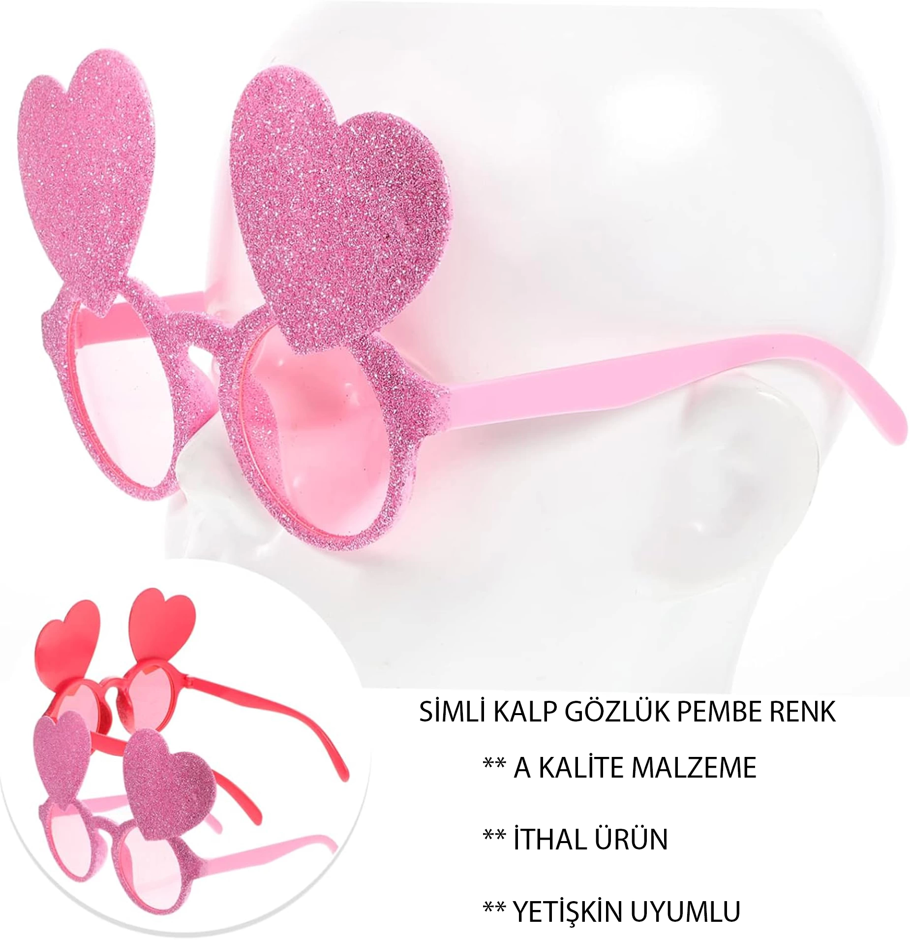 Pembe Renk Sim İşlenmiş Kalp Figürlü Parti Gözlüğü Pembe Renk Sim İşlenmiş Kalp Figürlü Parti Gözlüğü