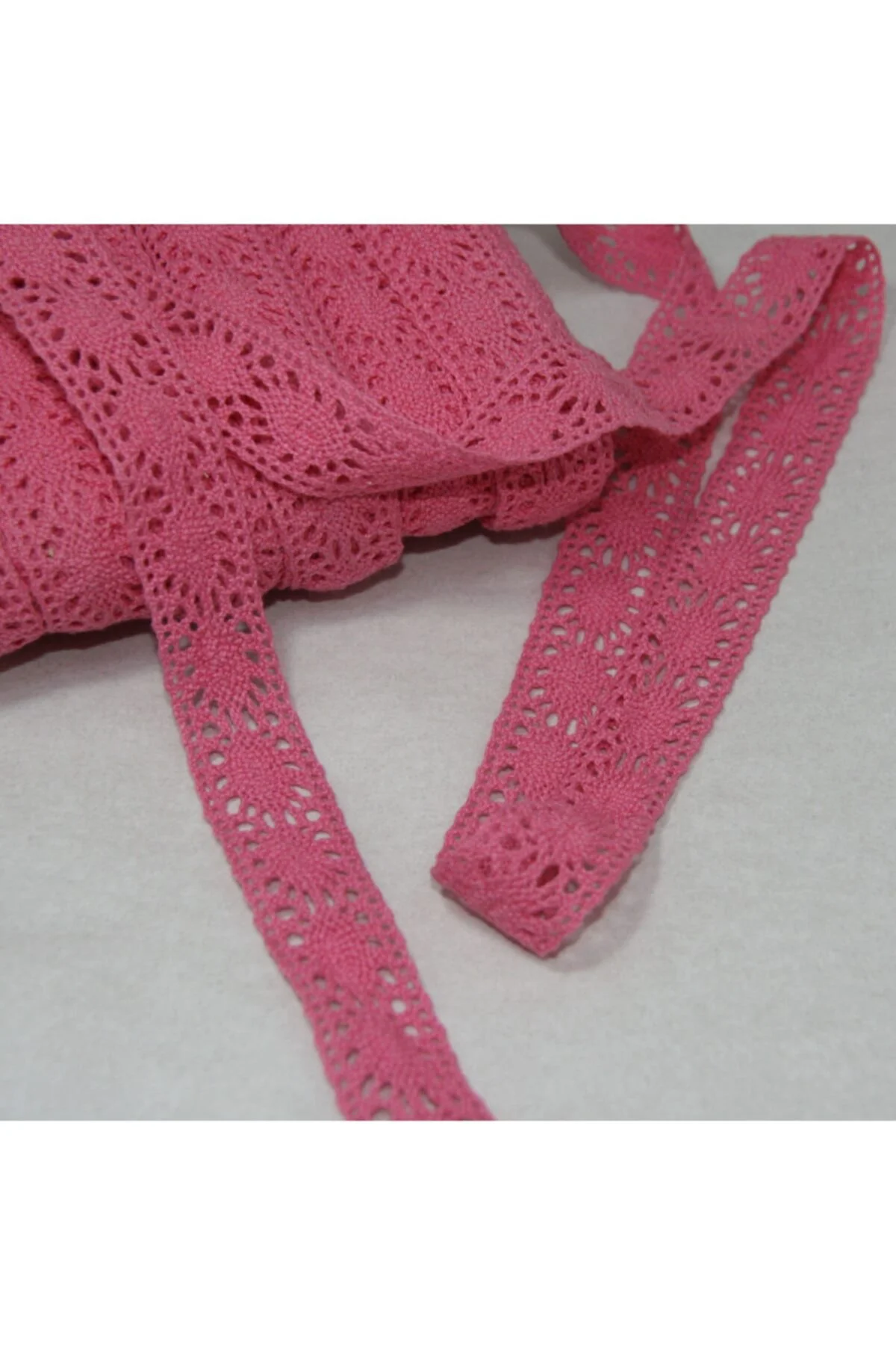 Pembe Renkli Pamuklu Dantel 22 mm
