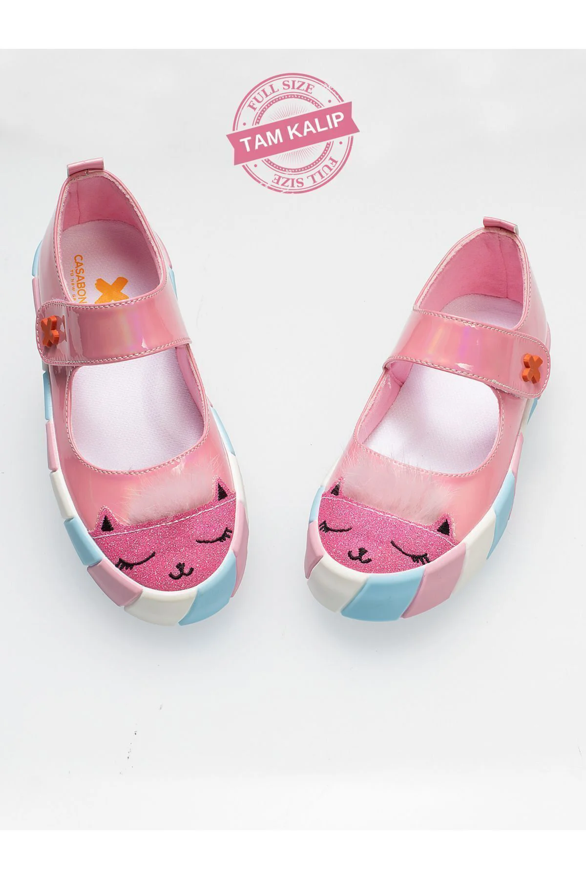 Pembe Rugan Simli 3d Kız Babet Sneakers
