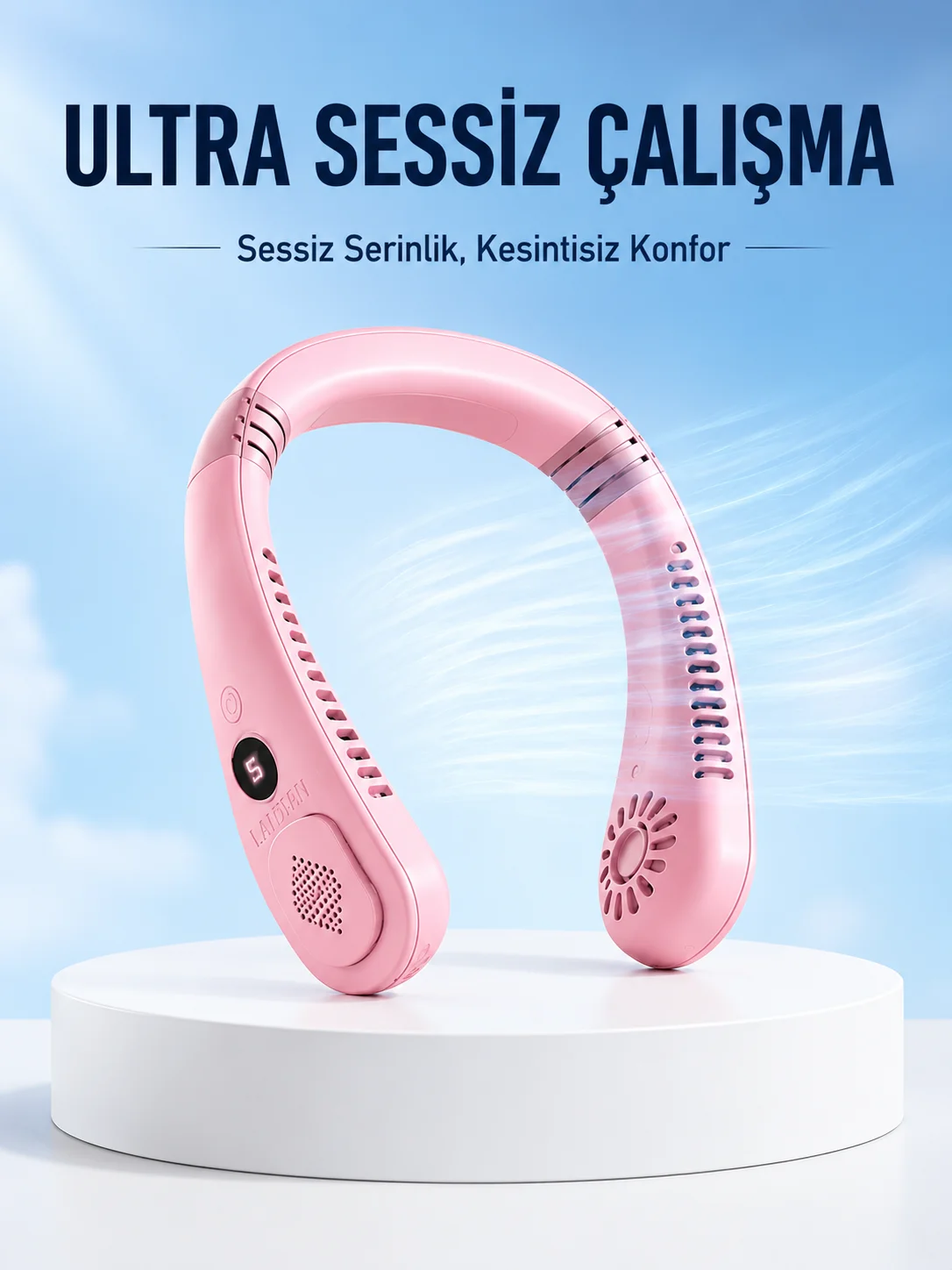 Pembe Şarjlı Boyun Fanı 5 Kademeli Hız Ayarlı Taşınabilir Boyun Tipi Fan Fiyatı, Yorumları ve Özellikleri
