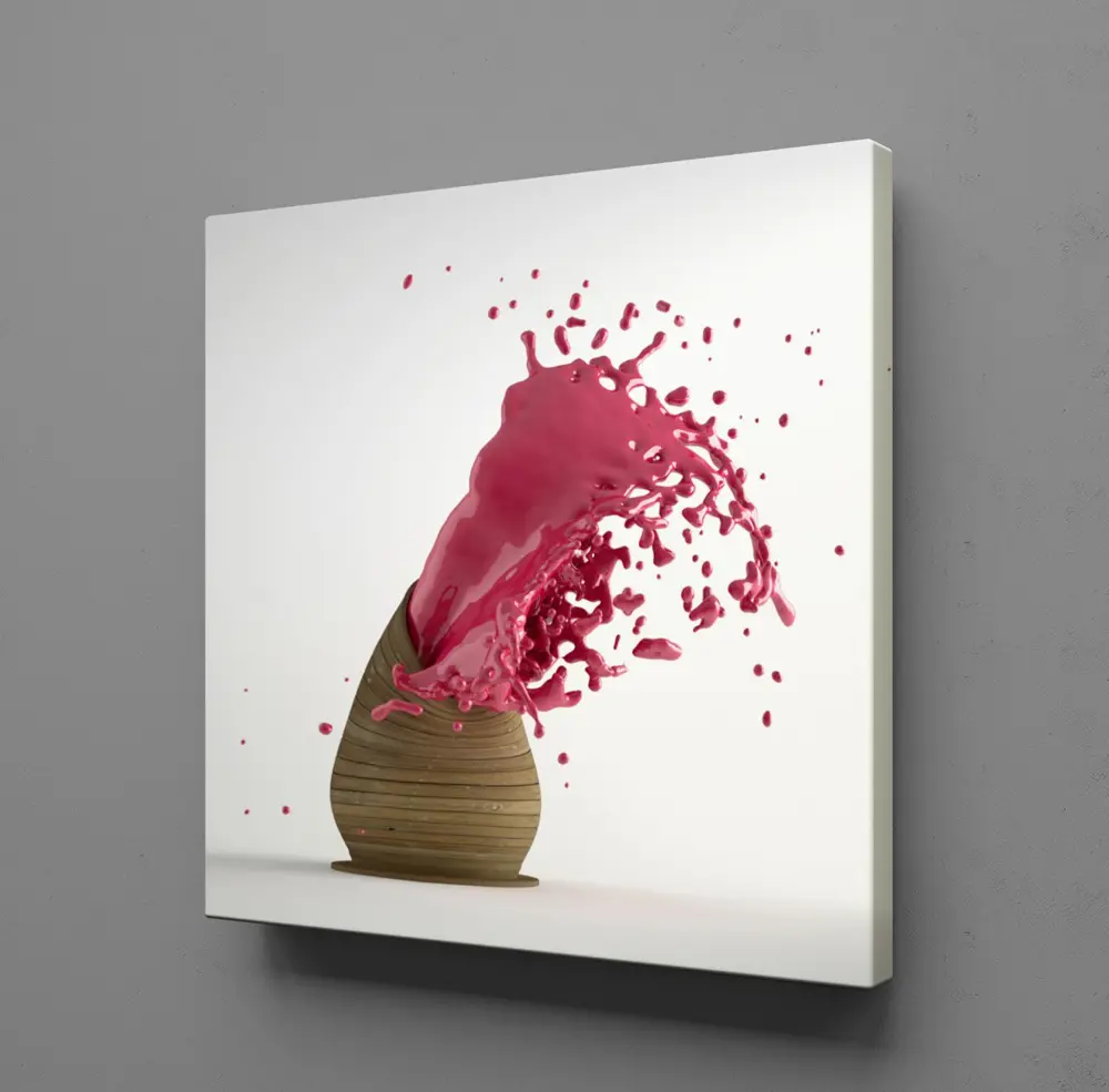 PEMBE SIÇRAYAN BOYA KANVAS TABLO