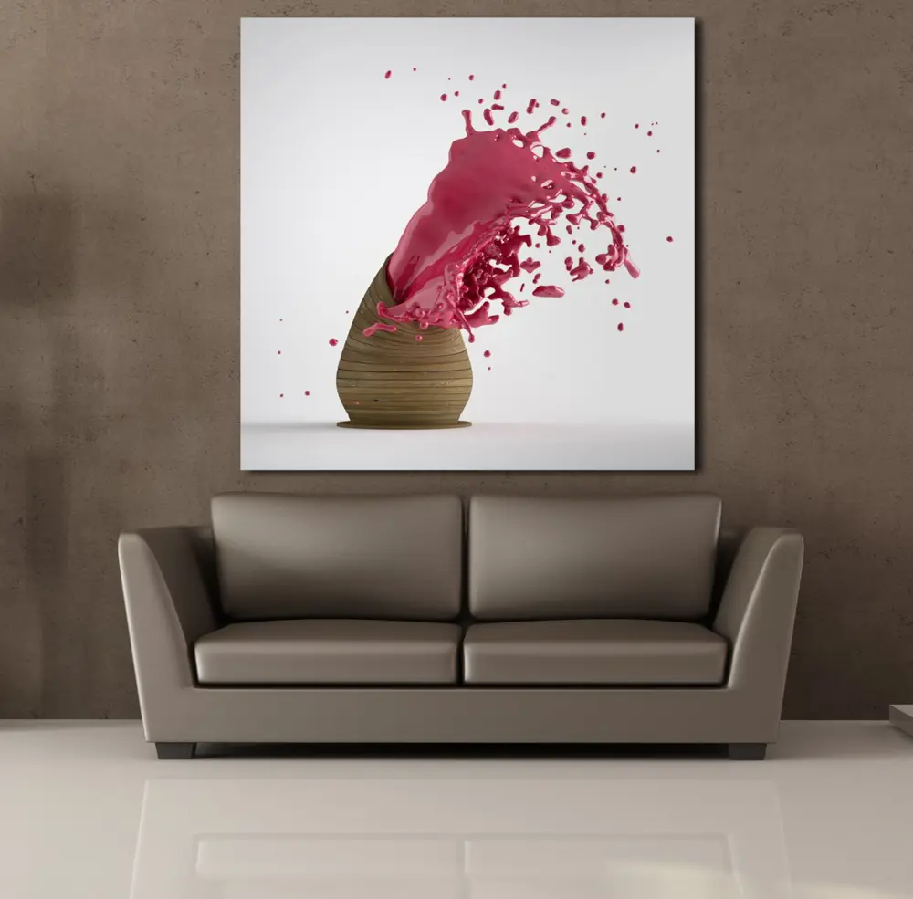 PEMBE SIÇRAYAN BOYA KANVAS TABLO