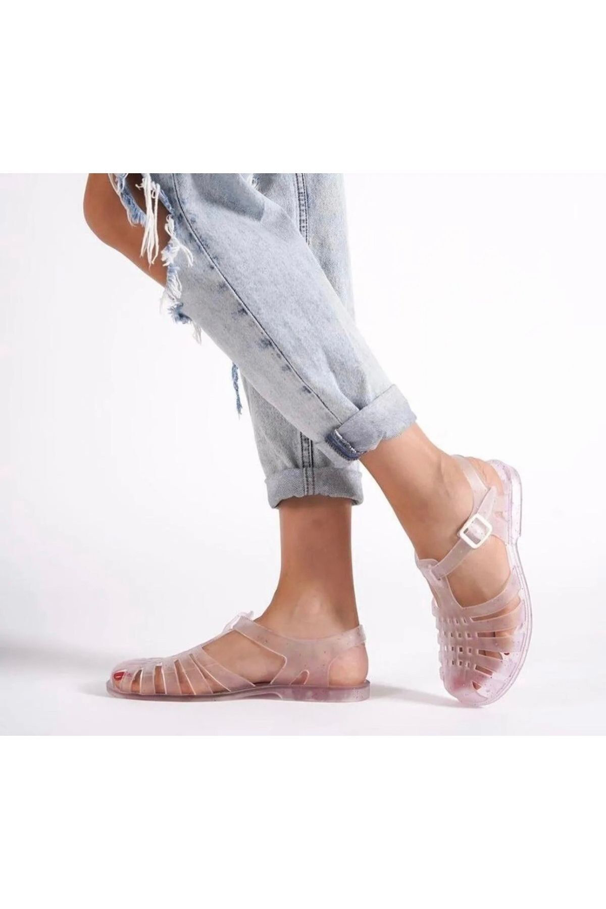 Pembe Simli JELLY Sandalet