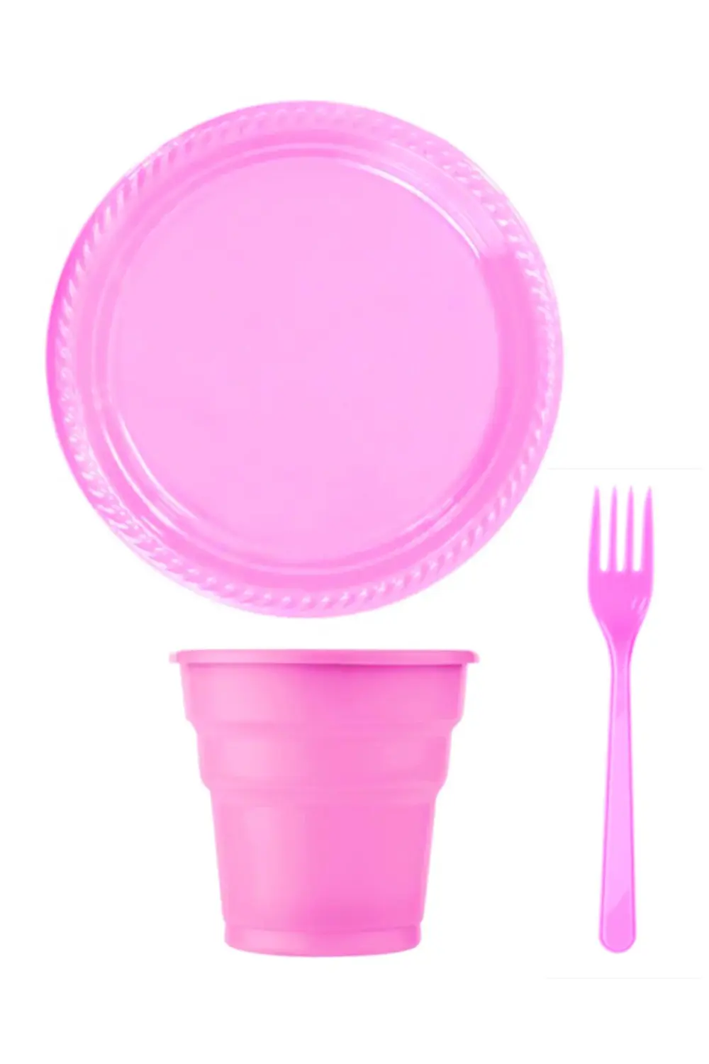 Pembe Tabak Bardak Çatal Set 75 Parça