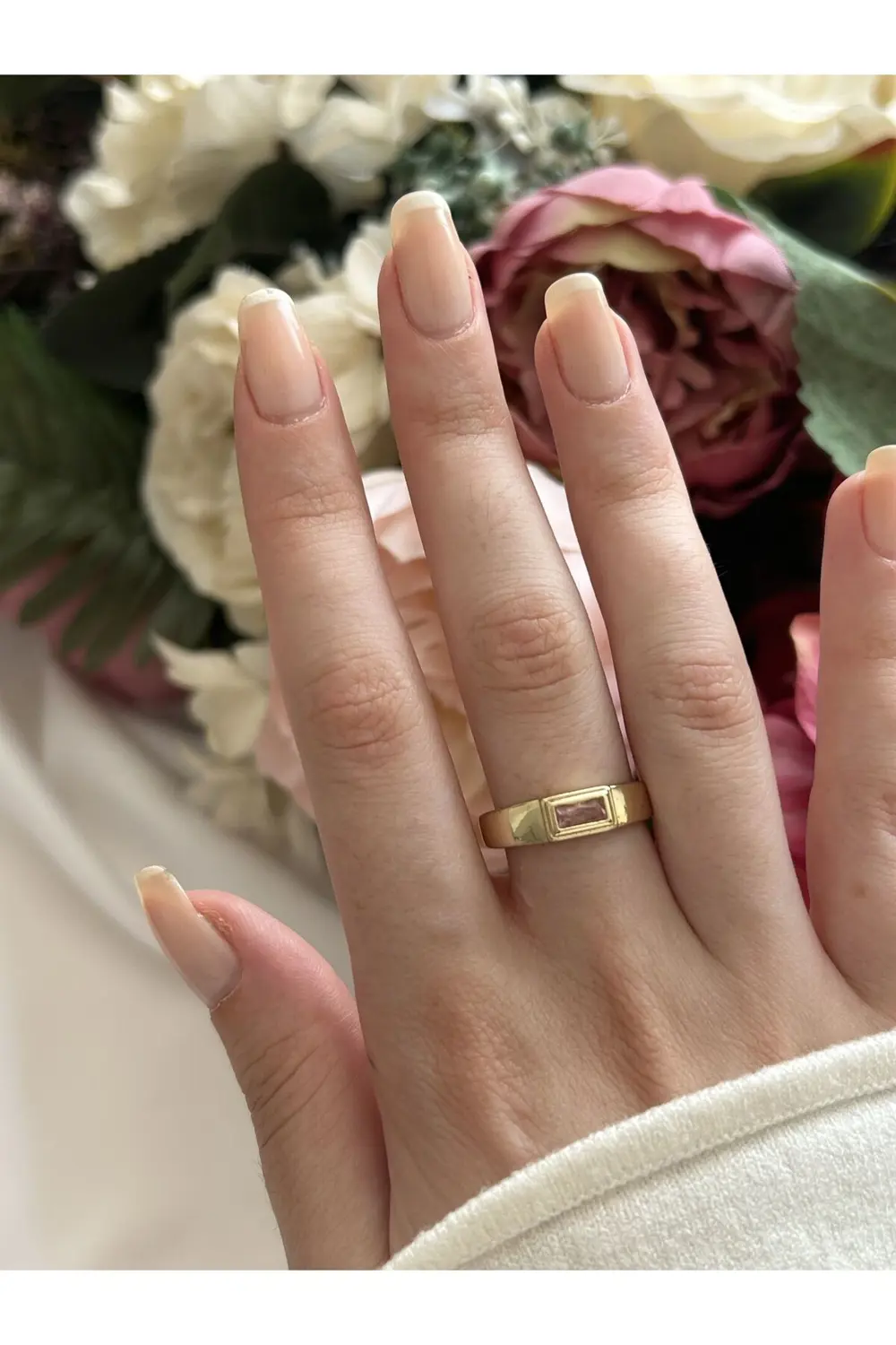 Atelier Emine Pembe Taşlı Retro Yüzük