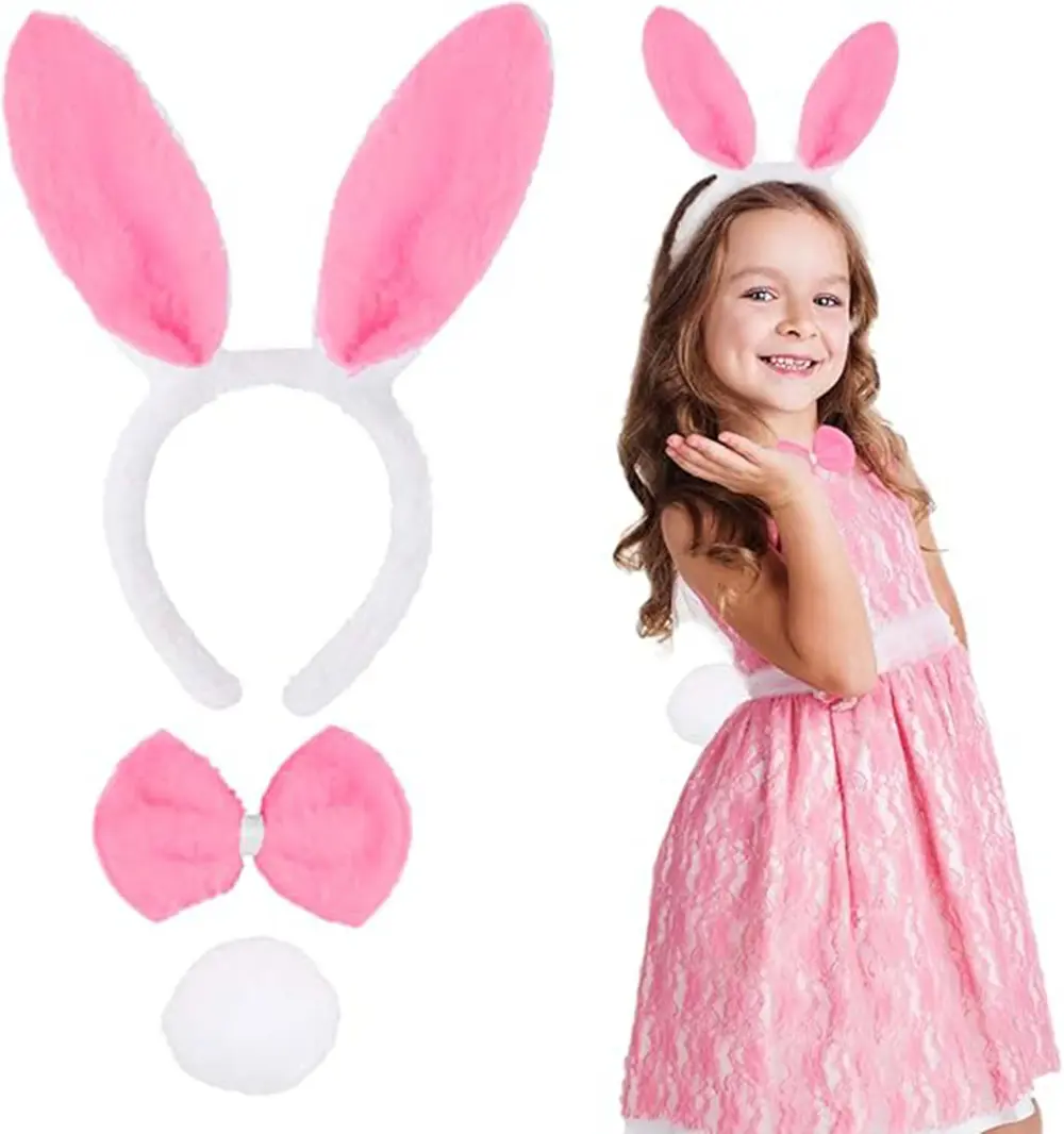 Pembe Tavşan Kostüm Seti – Taç, Papyon, Ponpon (12’li Paket) (474 Pembe Tavşan Kostüm Seti – Taç, Papyon, Ponpon (12’li Paket) (474