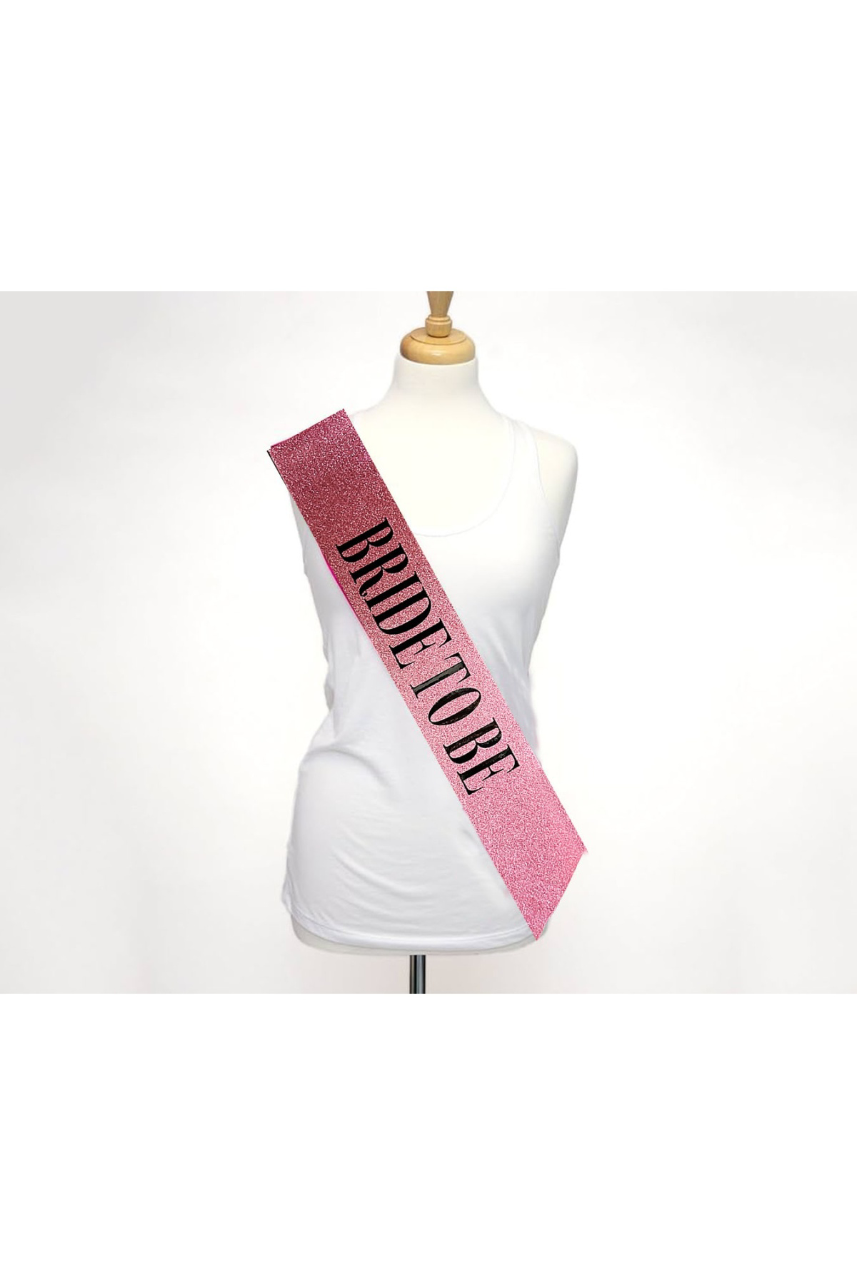 Astra Market Pembe Üzeri Siyah Büyük Bride To Be Yazılı Simli İşıltılı Kuşak K