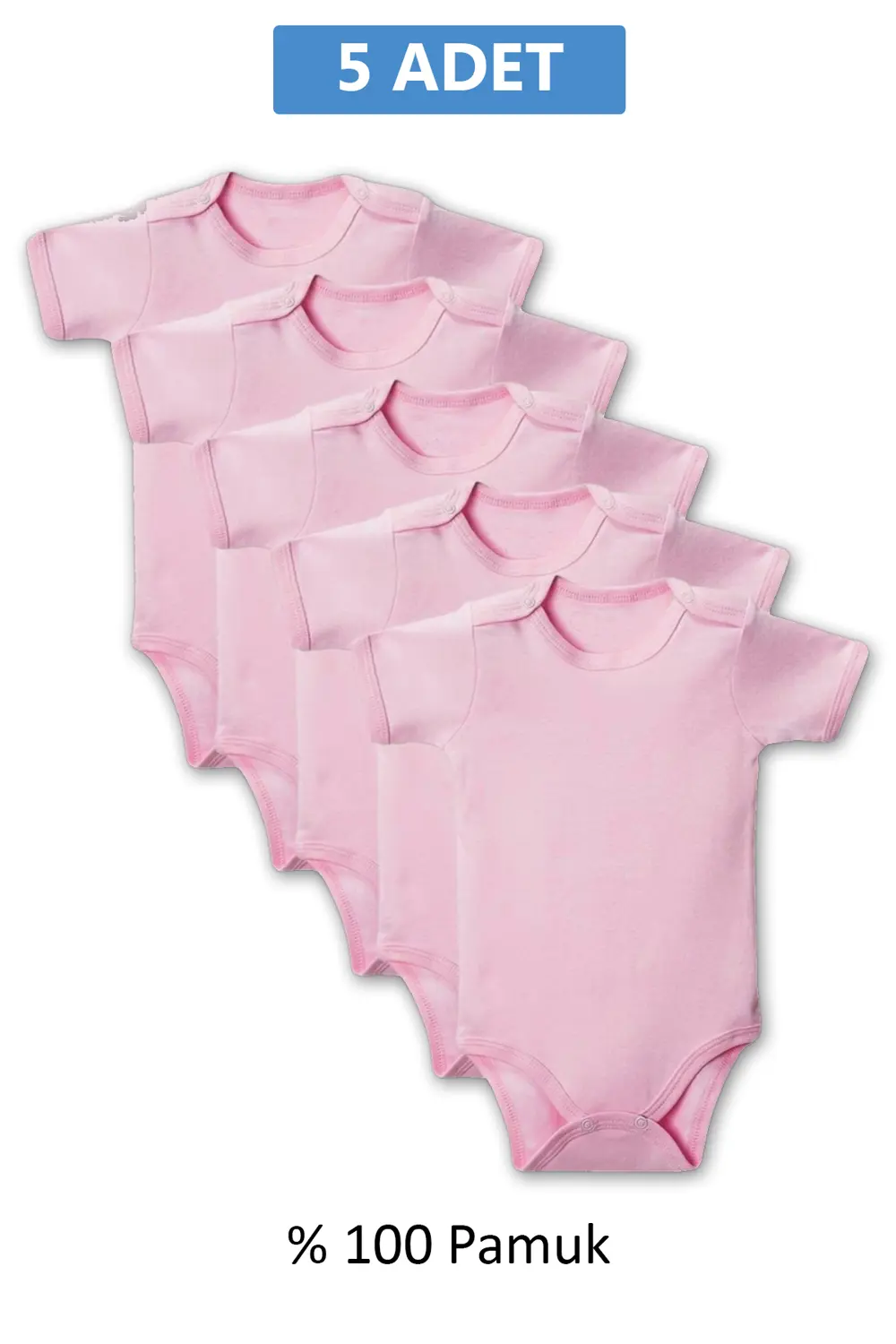 Pembe Yarım Kol Body Zıbın 2-7 YAŞ Çocuklar İçin (5 ADET) Alttan 
