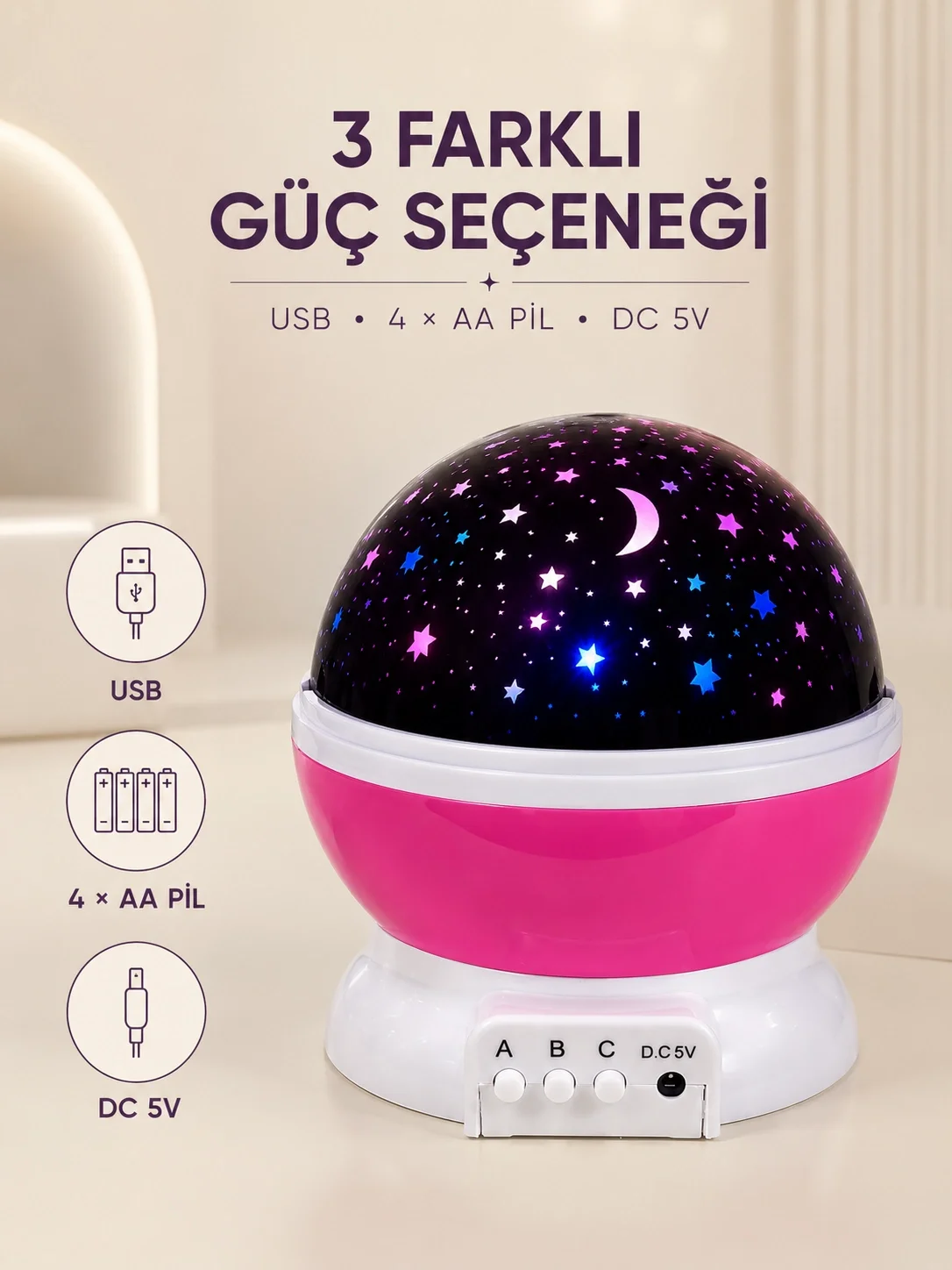 Pembe Yıldızlı Gece Lambası Döner Gökyüzü Projeksiyon Işığı Fiyatı, Yorumları ve Özellikleri