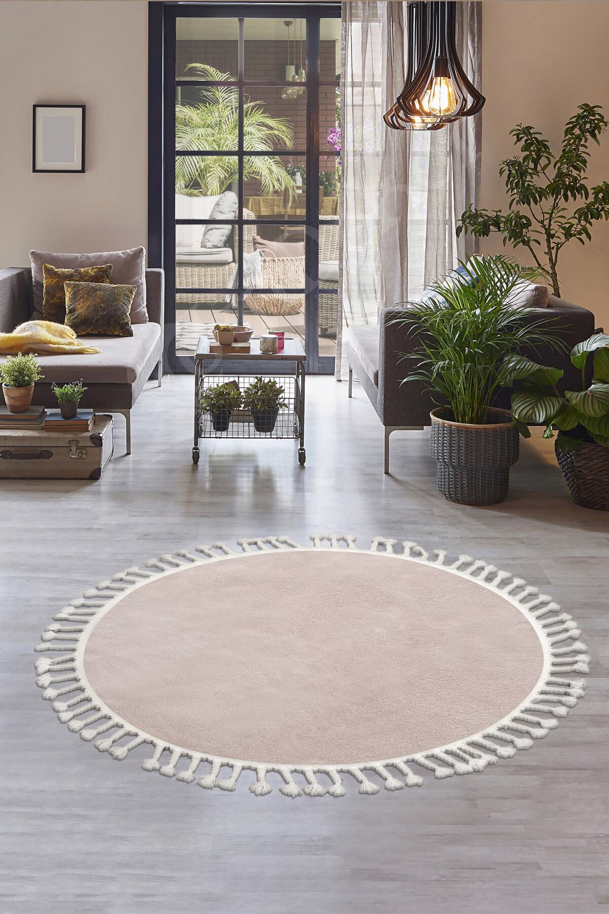 Pembe Yuvarlak Post Halı Saçaklı Peluş Banyo Paspası 80x80 Fiyatı, Yorumları ve Özellikleri