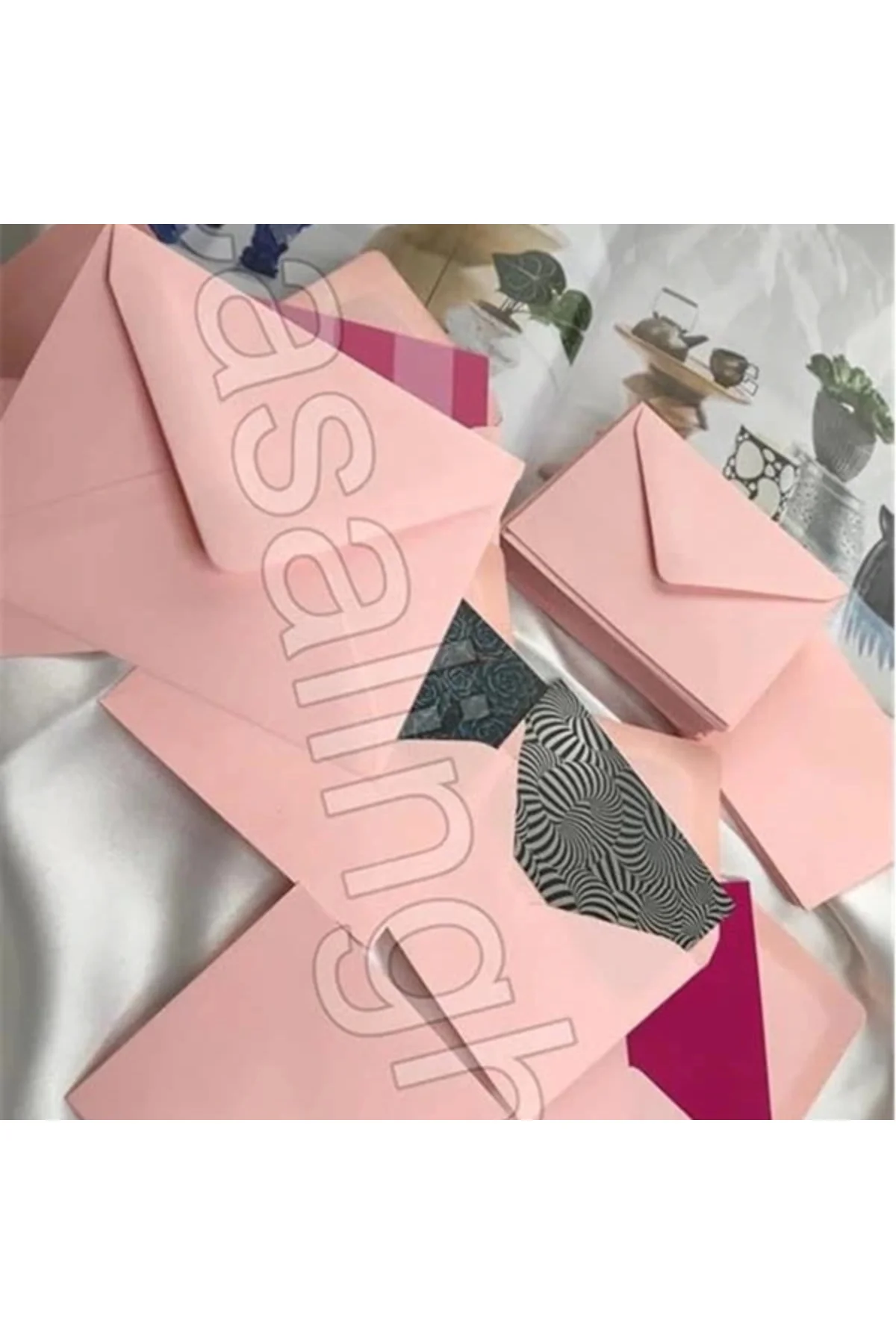 Pembe Zarf Küçük Mesaj Zarfı Pink Envelope 7x9 Cm 10 Adet