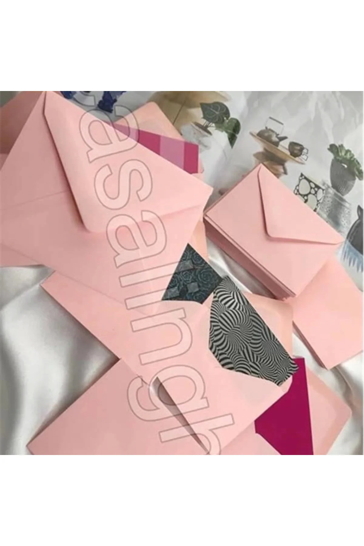 Pembe Zarf Küçük Mesaj Zarfı Pink Envelope 7X9 Cm 10 Adet