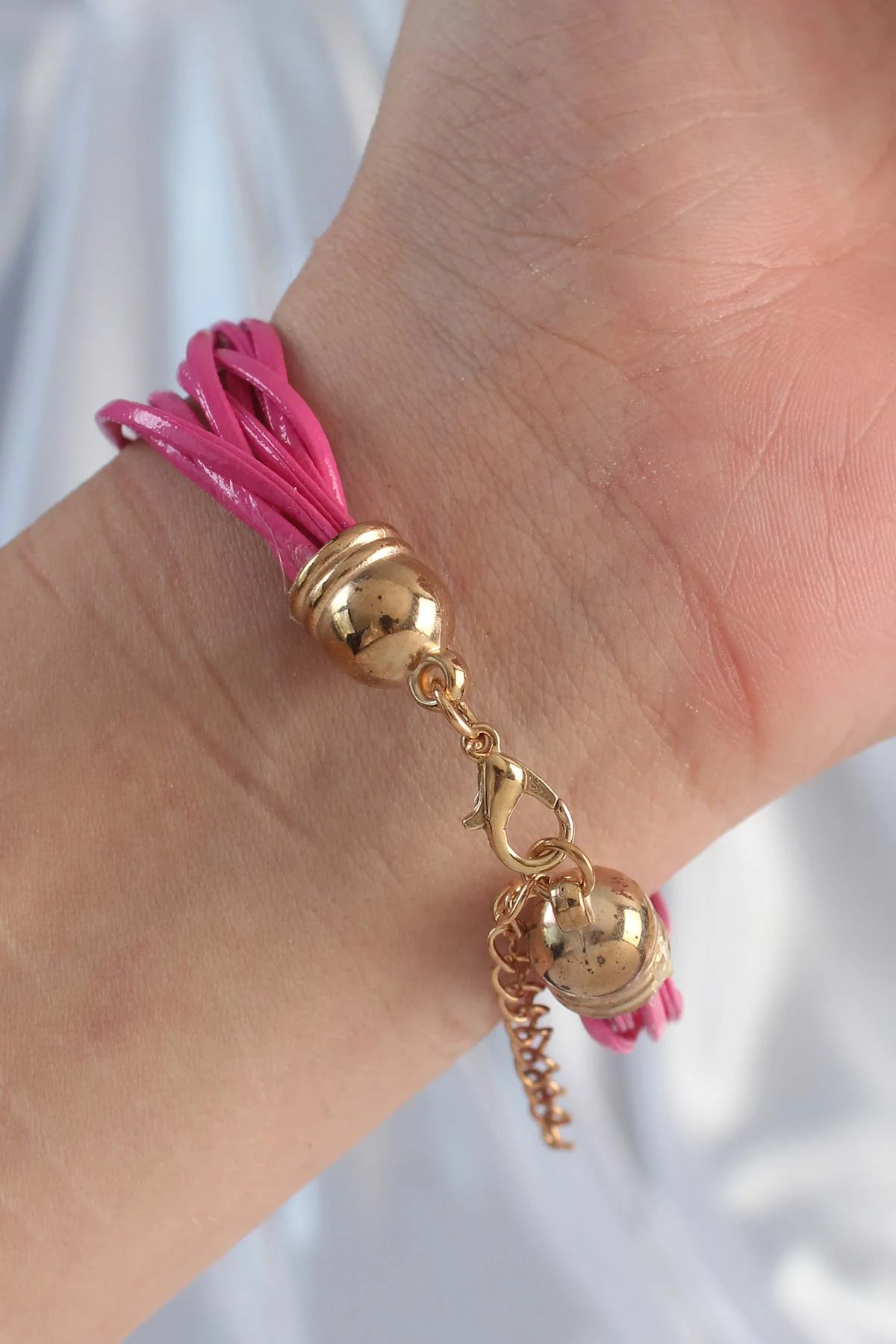 Pembe Zirkon Taşlı İpli Çoklu Bileklik 5886 - Şık ve Dayanıklı Moda