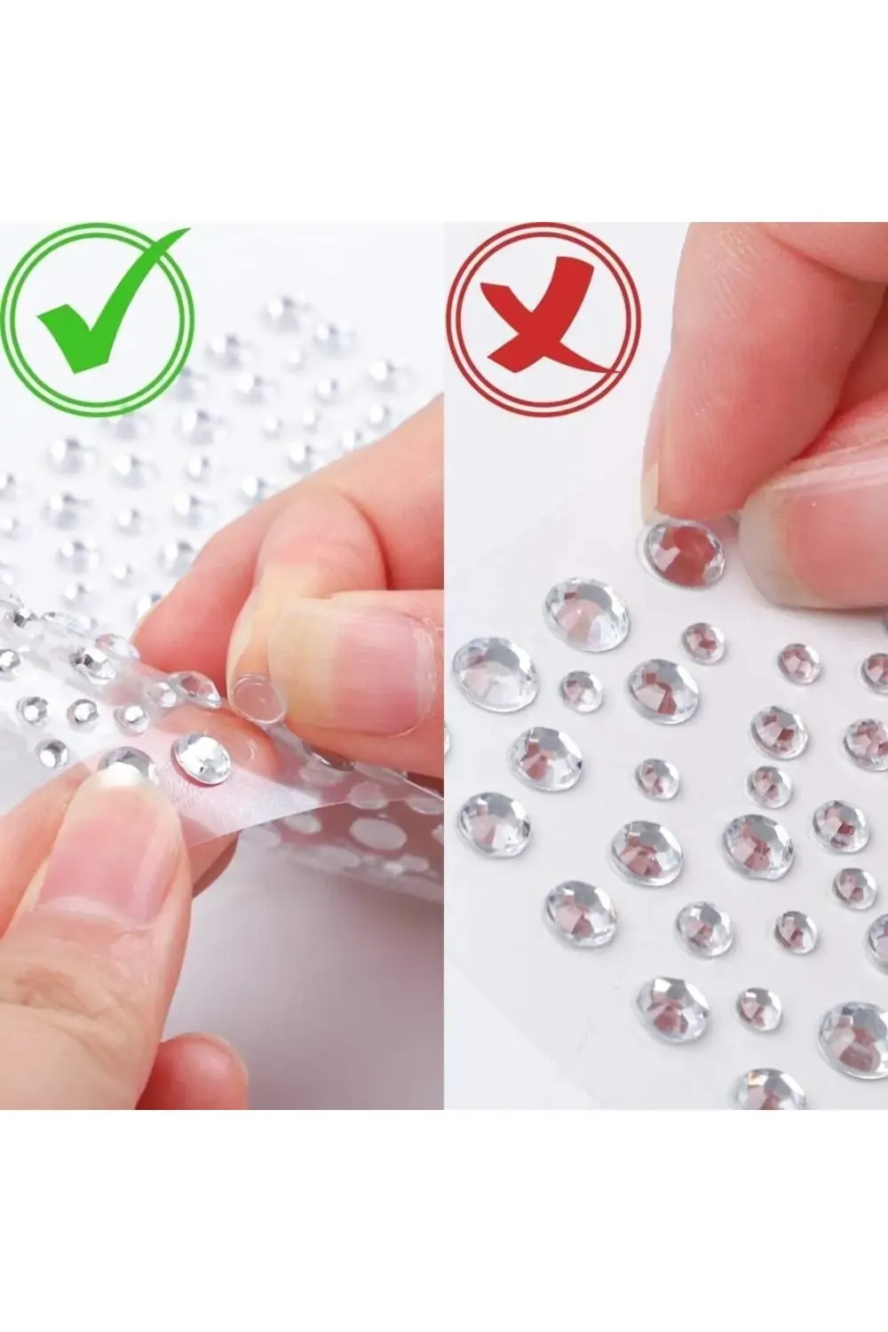 Pembeli Karışık Kalpler Taş Sticker Yapışkanlı Saç, Yüz, Tırnak V