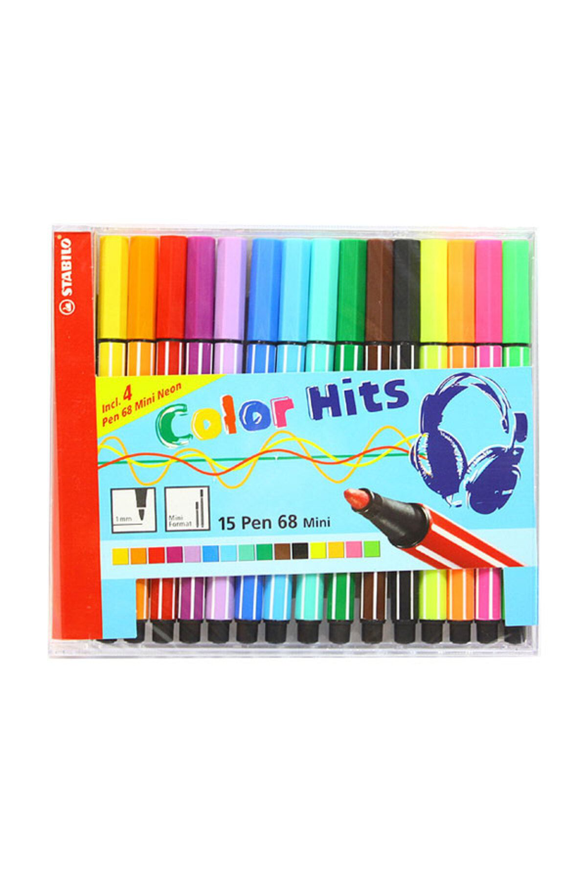 Stabilo Pen 68 Keçe Uçlu Kalem 15 Renk Mini Cd Asmalı 668 15 021