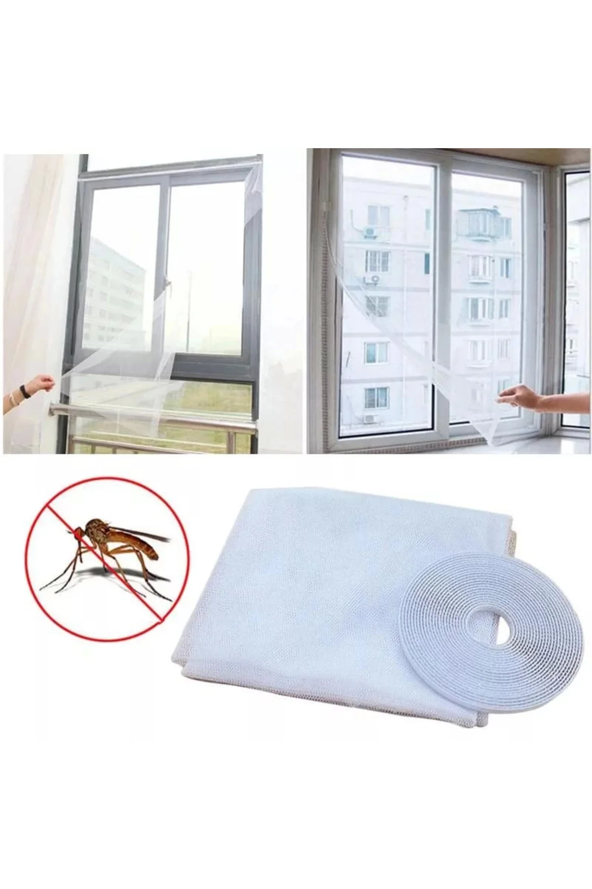 Pencere Cam Sineklik-beyaz ( 125 Cm X 75 Cm)+4m Bant ( Lisinya )