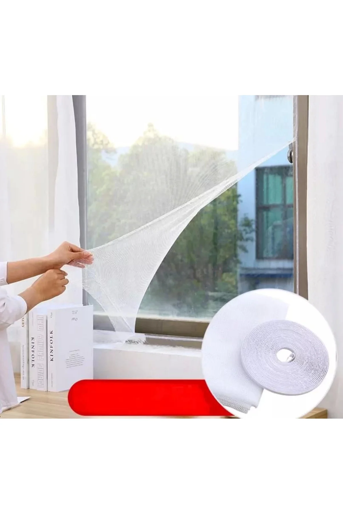 Pencere Cam Sineklik-beyaz ( 125 Cm X 75 Cm)+4m Bant ( Lisinya )