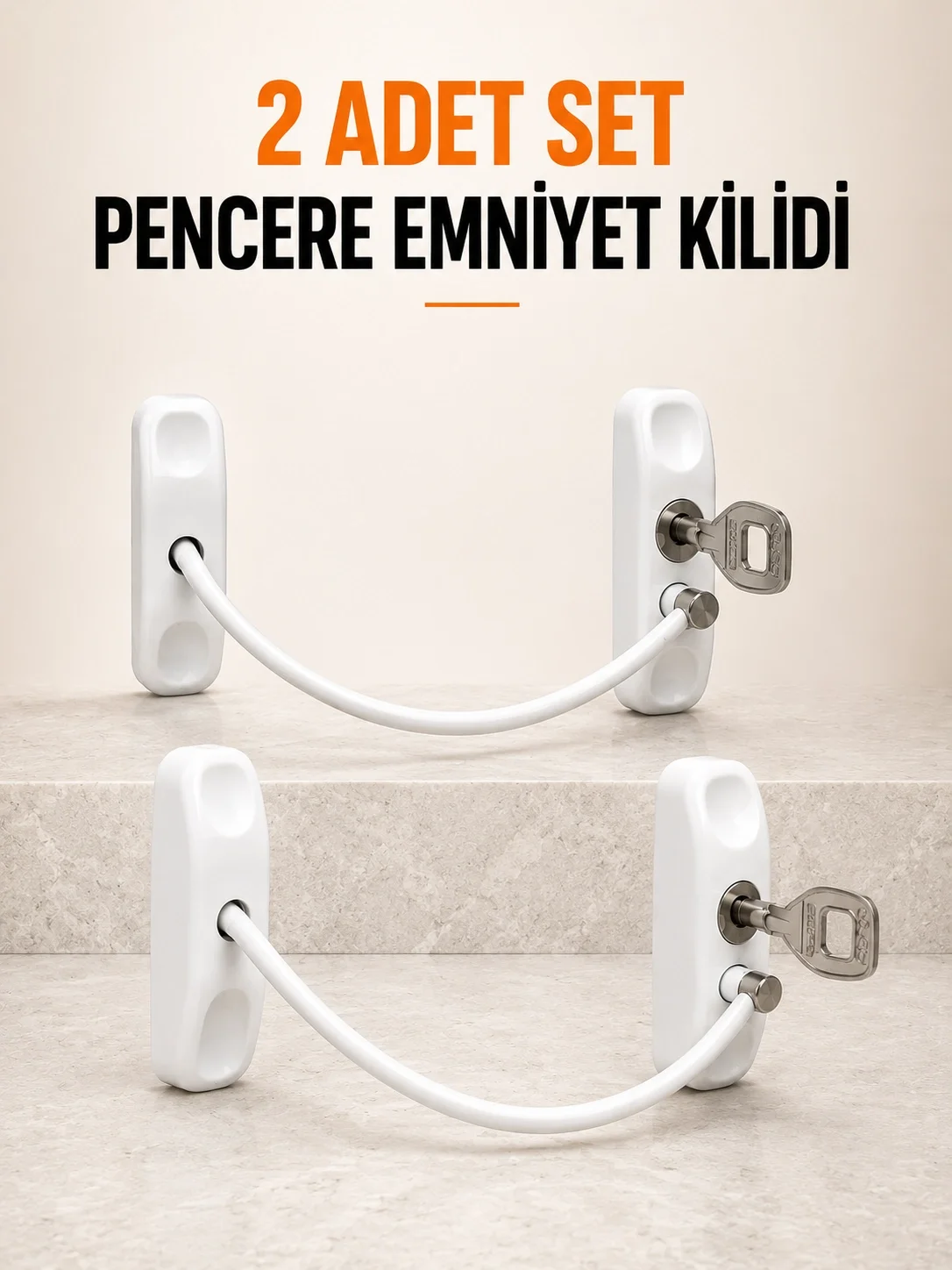 Pencere Emniyet Kilidi 2 Adet Set Kablolu Anahtarlı Pencere Açılma Sınırlayıcı Fiyatı, Yorumları ve Özellikleri