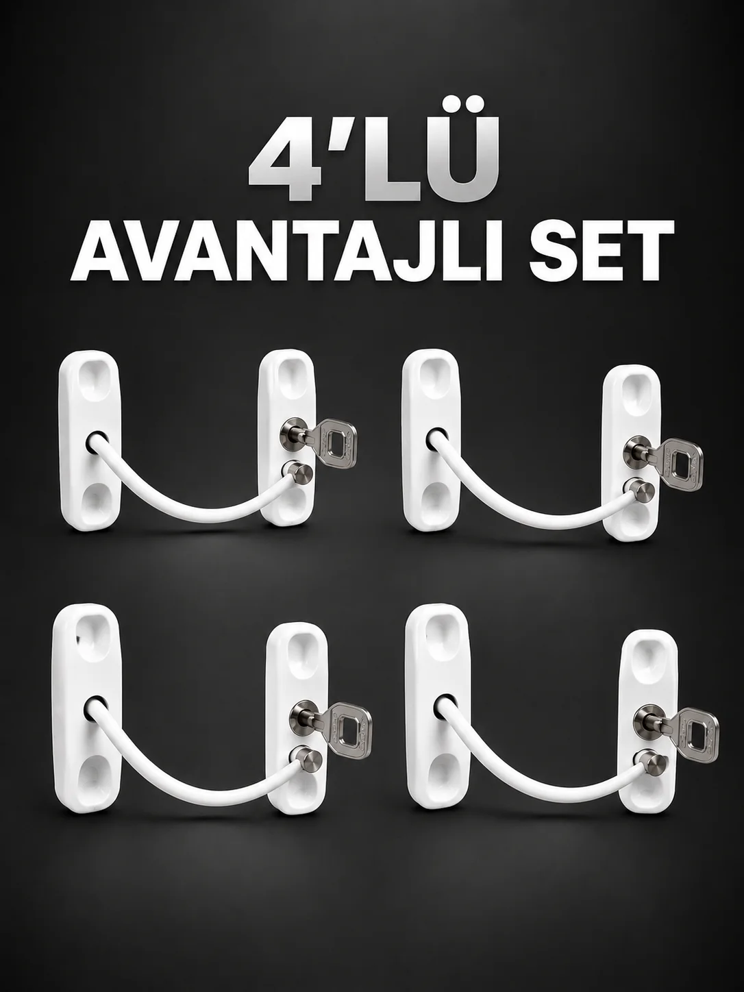 Pencere Güvenlik Kilidi Anahtarlı Çocuk Emniyet Kilidi 4’lü Set Pencere Güvenlik Kilidi Anahtarlı Çocuk Emniyet Kilidi 4’lü Set