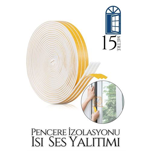 Pencere Ses Isı Yalıtım Sünger Bant 15 METRE Pencere Ses Isı Yalıtım Sünger Bant 15 METRE