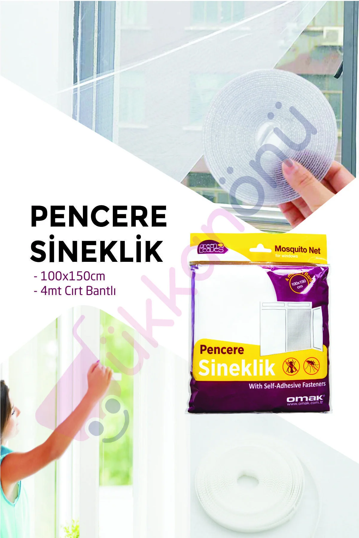 Pencere Sineklik Hazır Pencere Sinekliği Cırt Bantlı 100x150 cm
