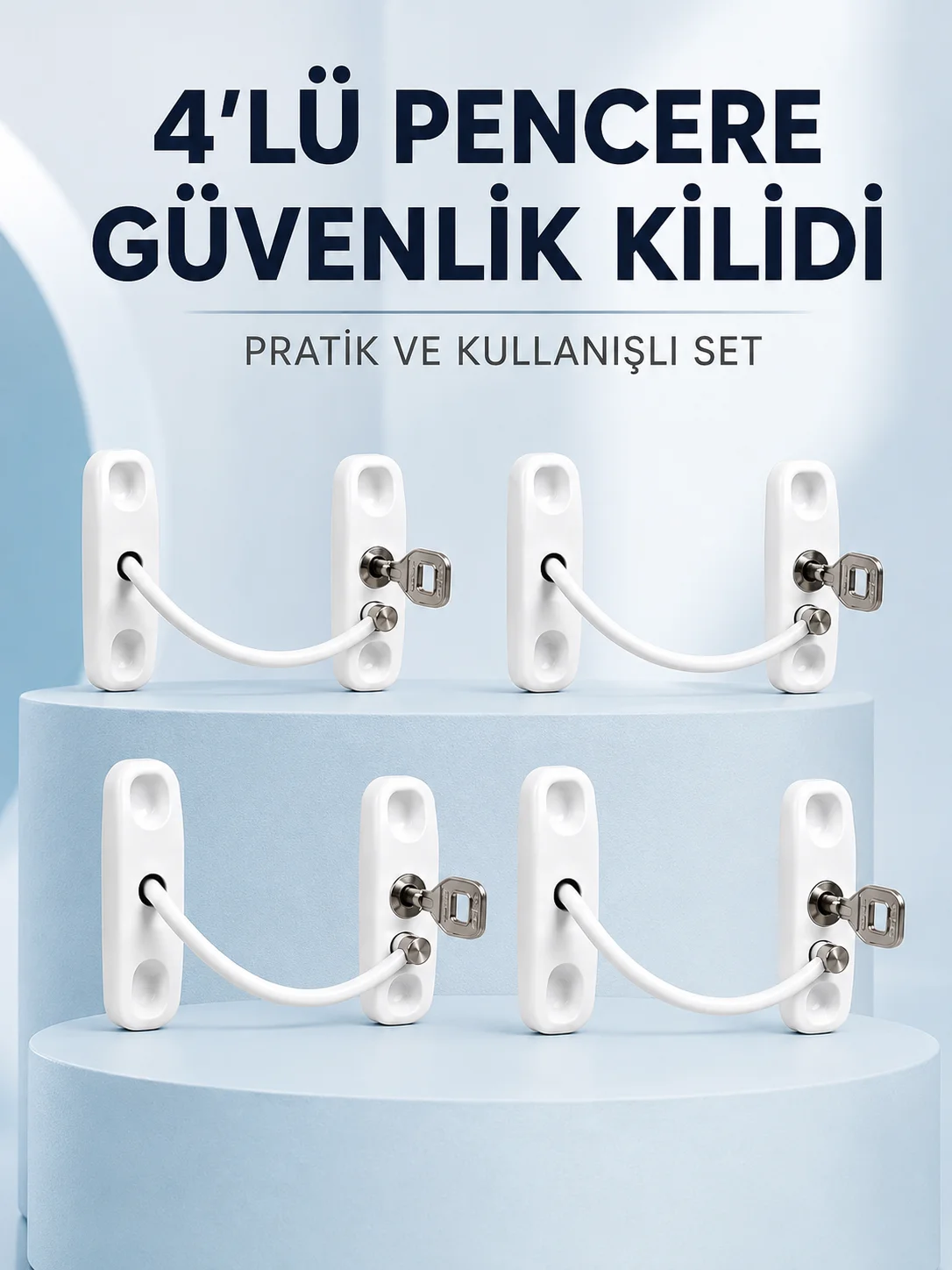 Pencere ve Kapılar İçin Anahtarlı Güvenlik Kilidi 4’lü Set Pencere ve Kapılar İçin Anahtarlı Güvenlik Kilidi 4’lü Set