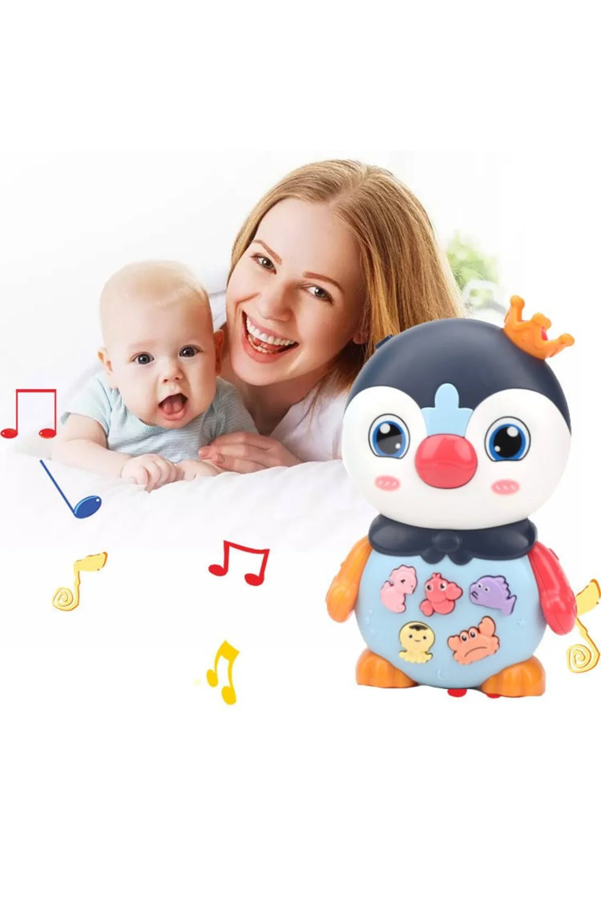 Penguen Eğitici Bebek Piyanosu - Lacivert (Lisinya)