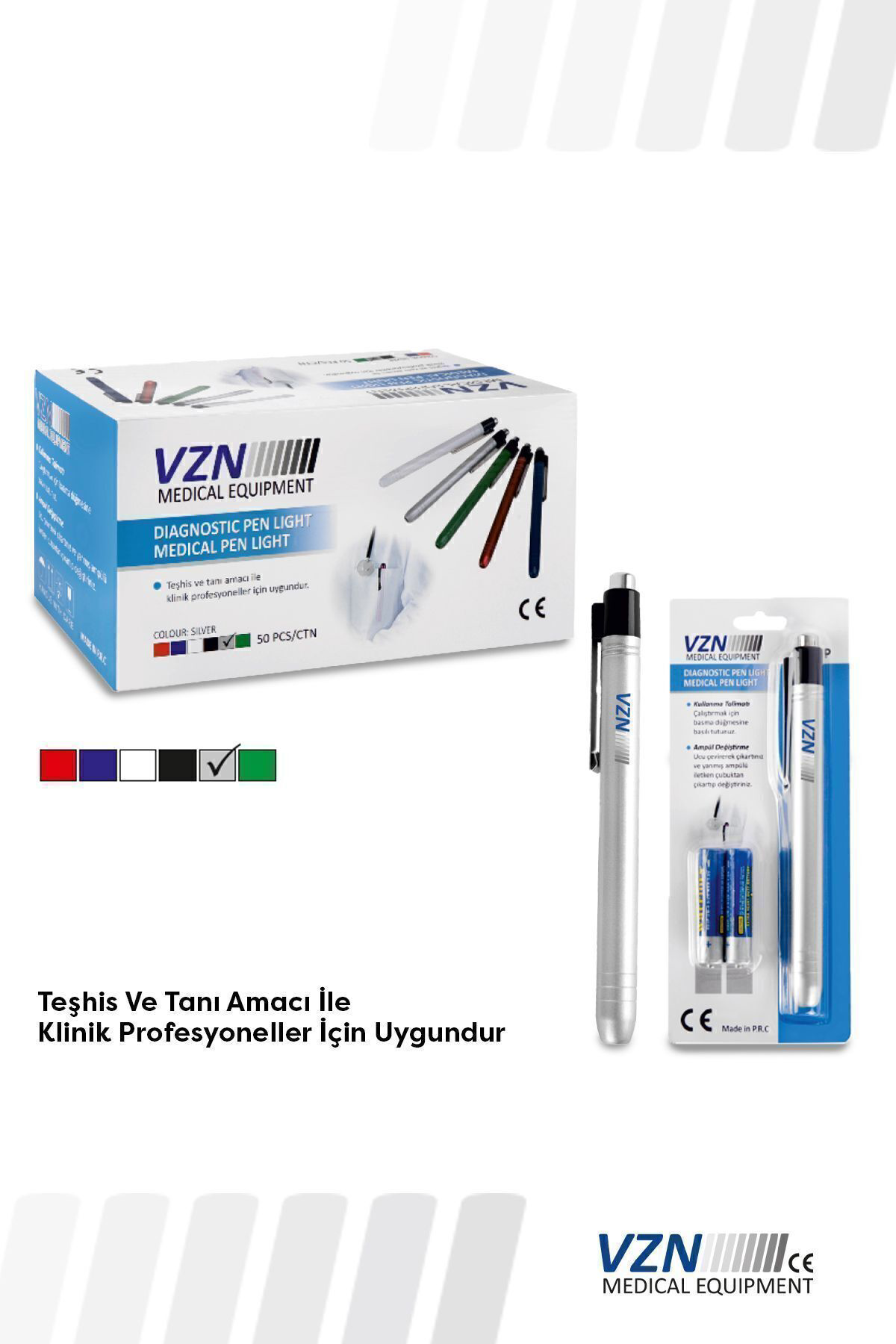 Vzn Penlight Doktor Muayene İşıklı Yaka Kalemi