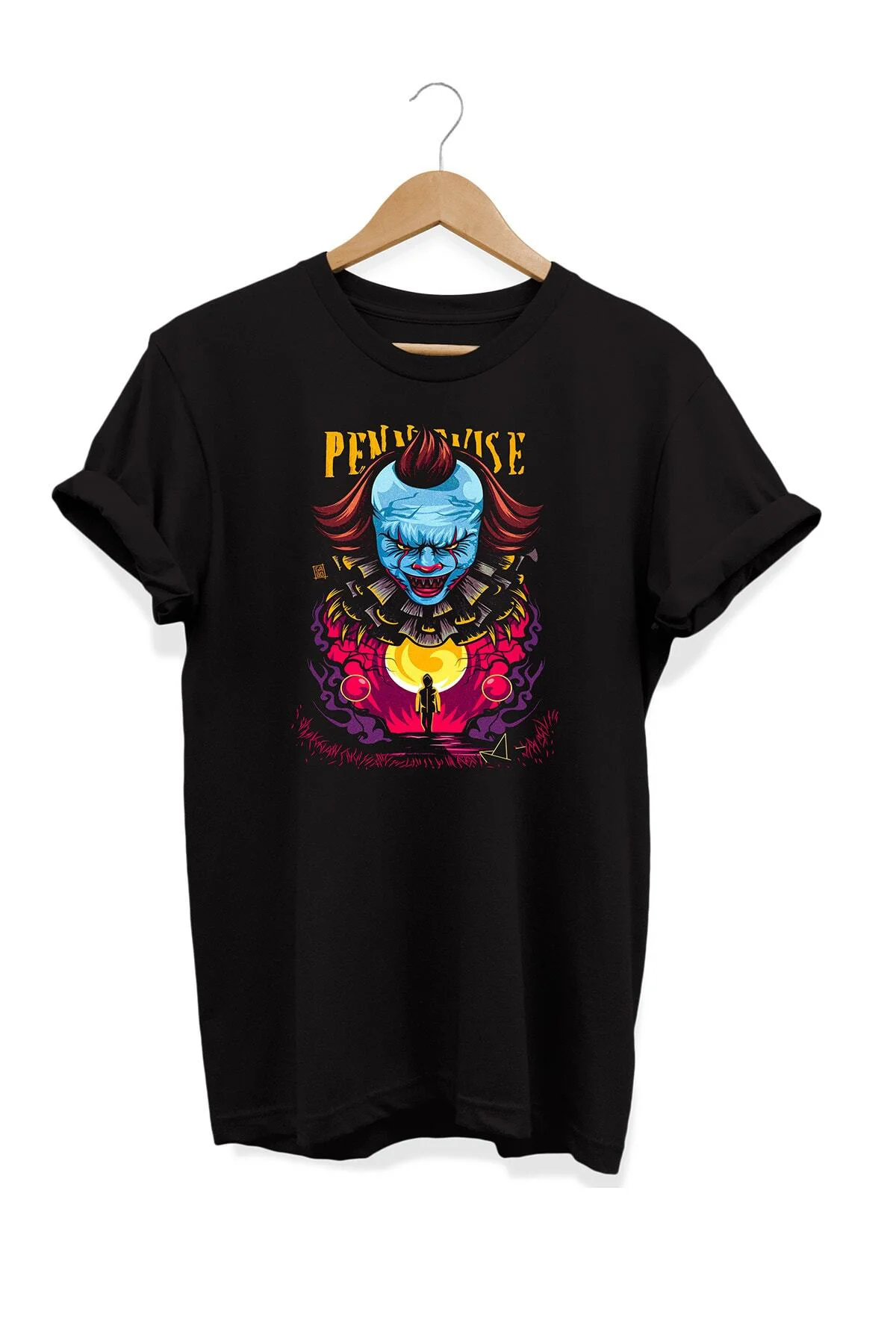 Pennywise Baskılı %100 Pamuk Büyük Beden Tişört 1