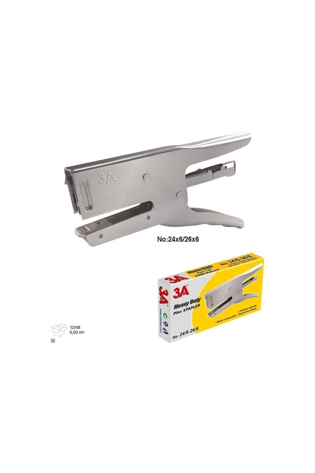 Pens Tipi Zımba Makinesi Gümüş Renk 24/6 (1 PK. Z. TELİ HEDİYE)