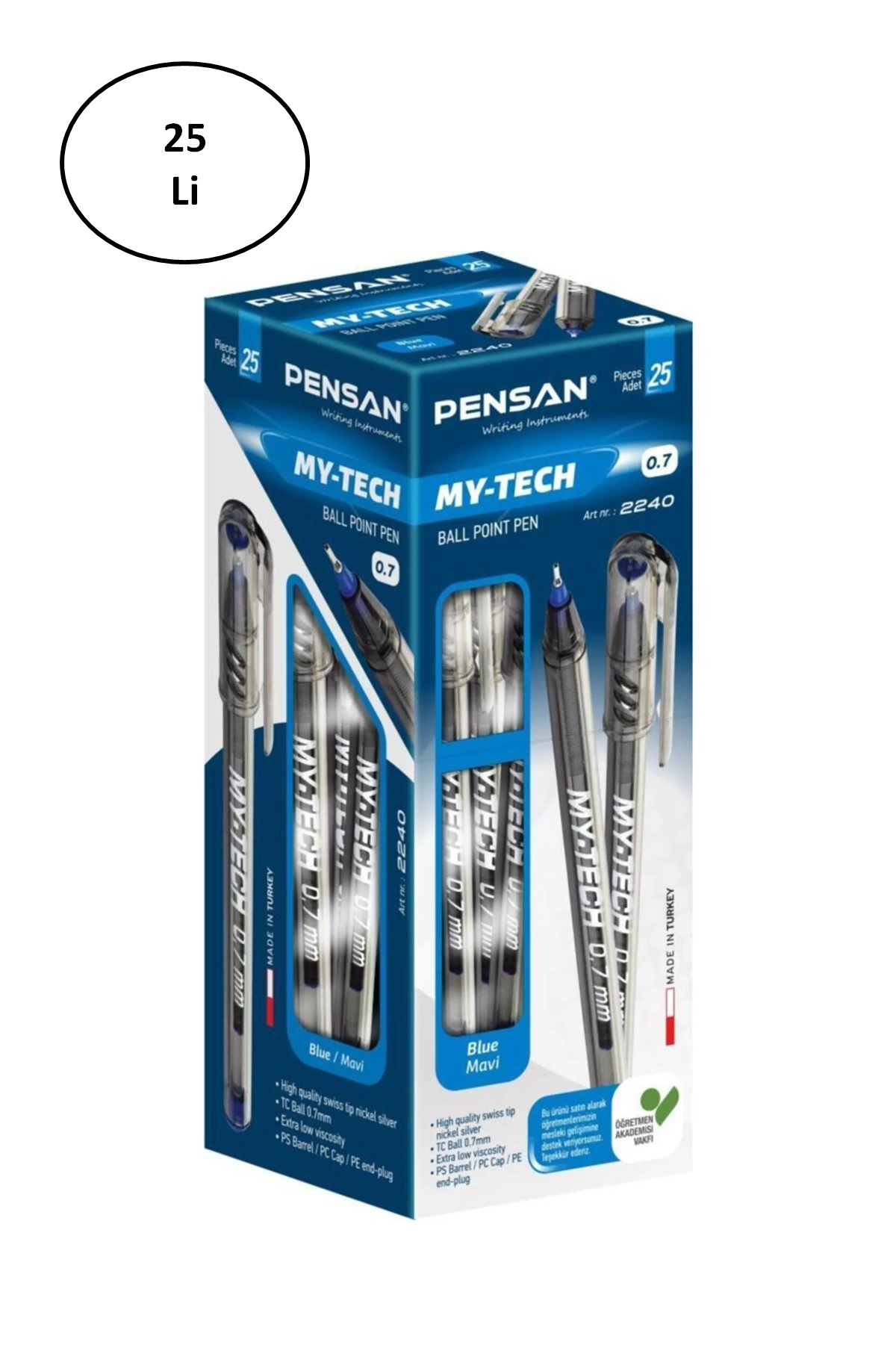 Just Cheap Store Pensan 2240 My-Tech Tükenmez Kalem 0,7 Mm Mavi 25'Li