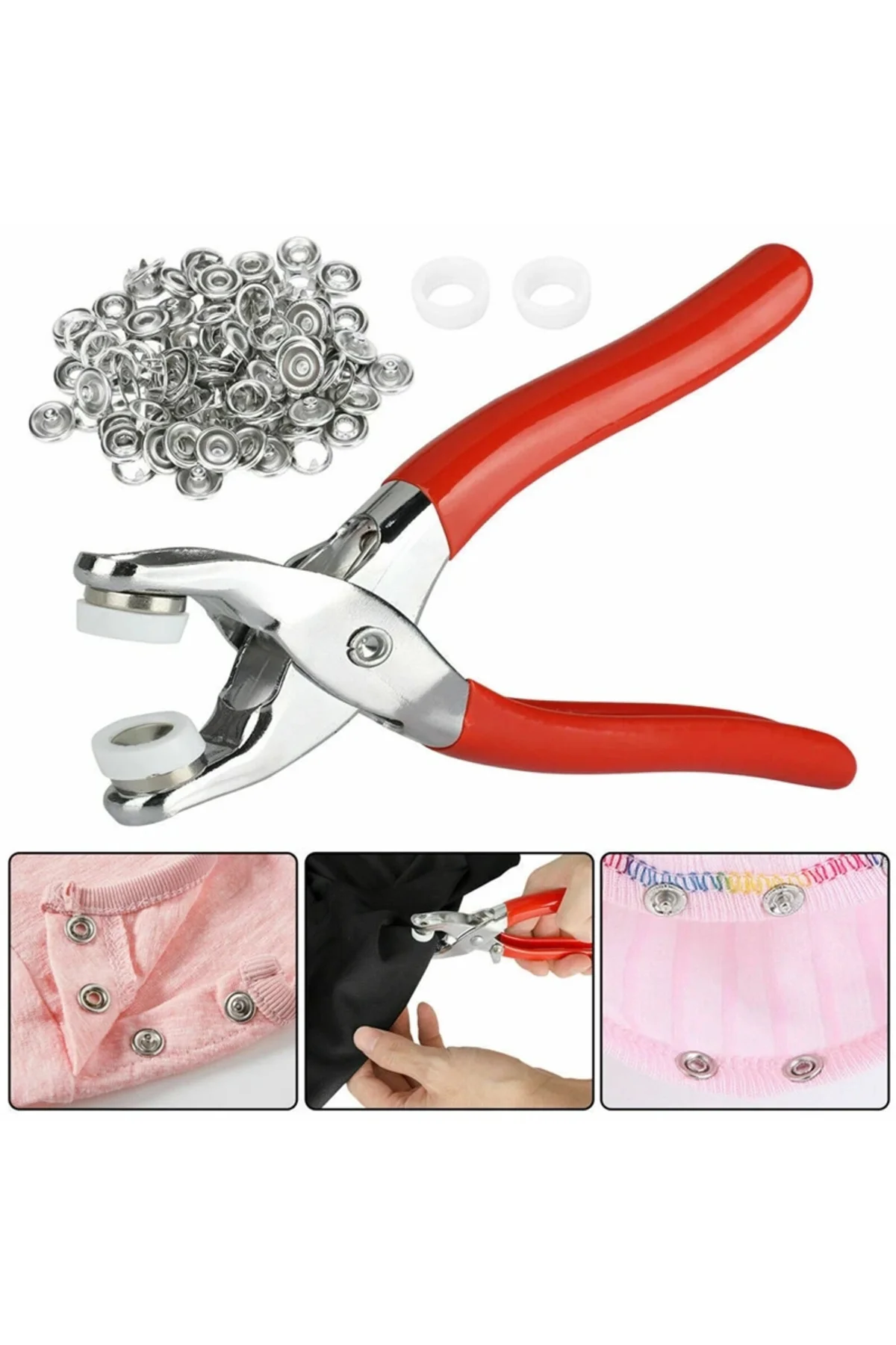 Pense ve 200 adet Gömlek Çıtçıtı ve Bebe Çıtçıt Montaj Seti