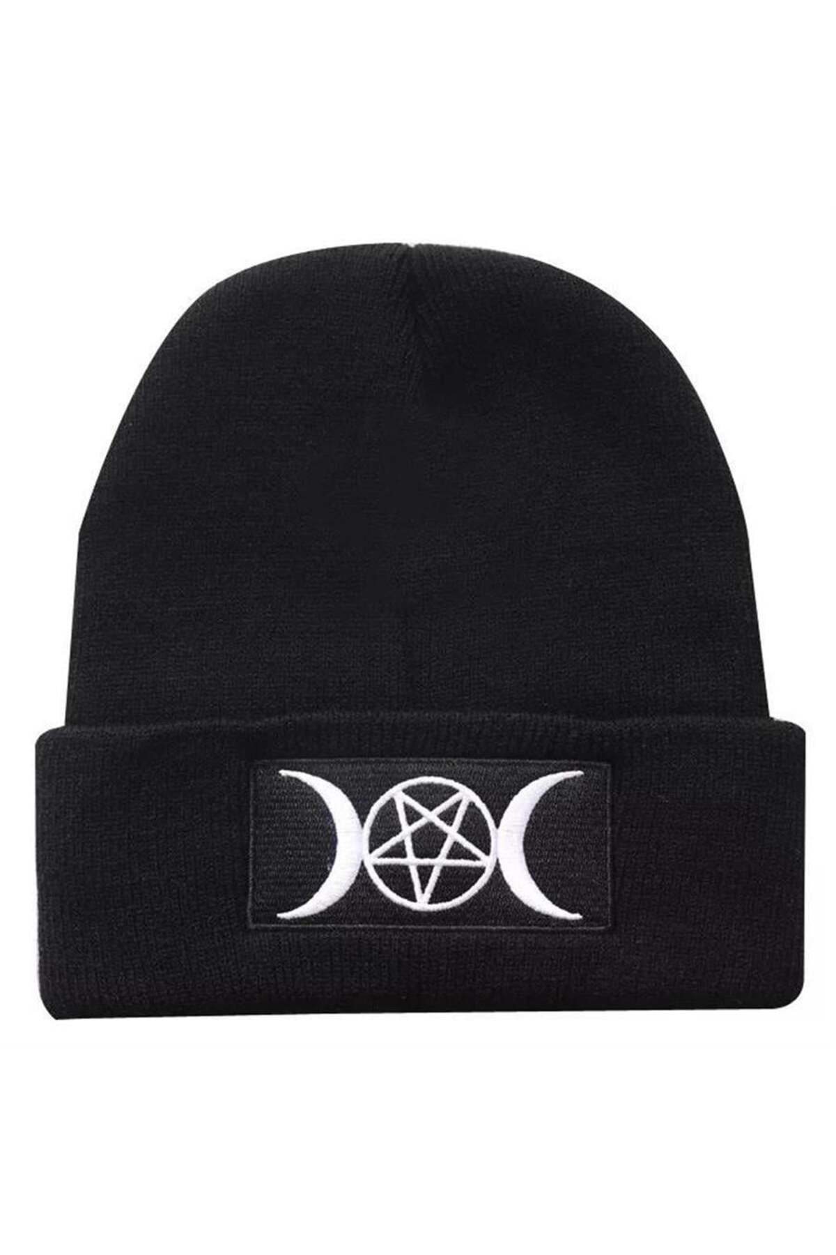 Pentagram Moon Beanie Siyah Bere