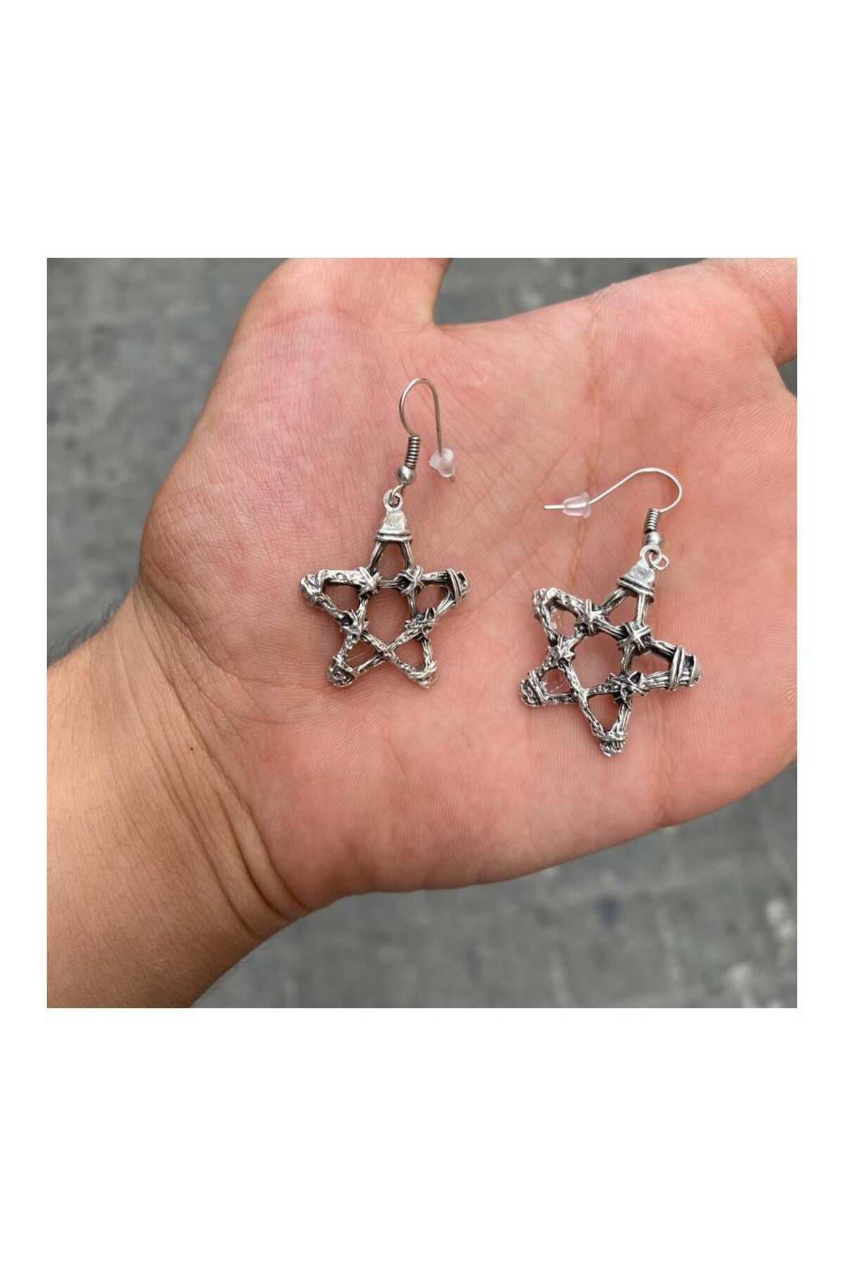 Pentagram Star Silver Küpe