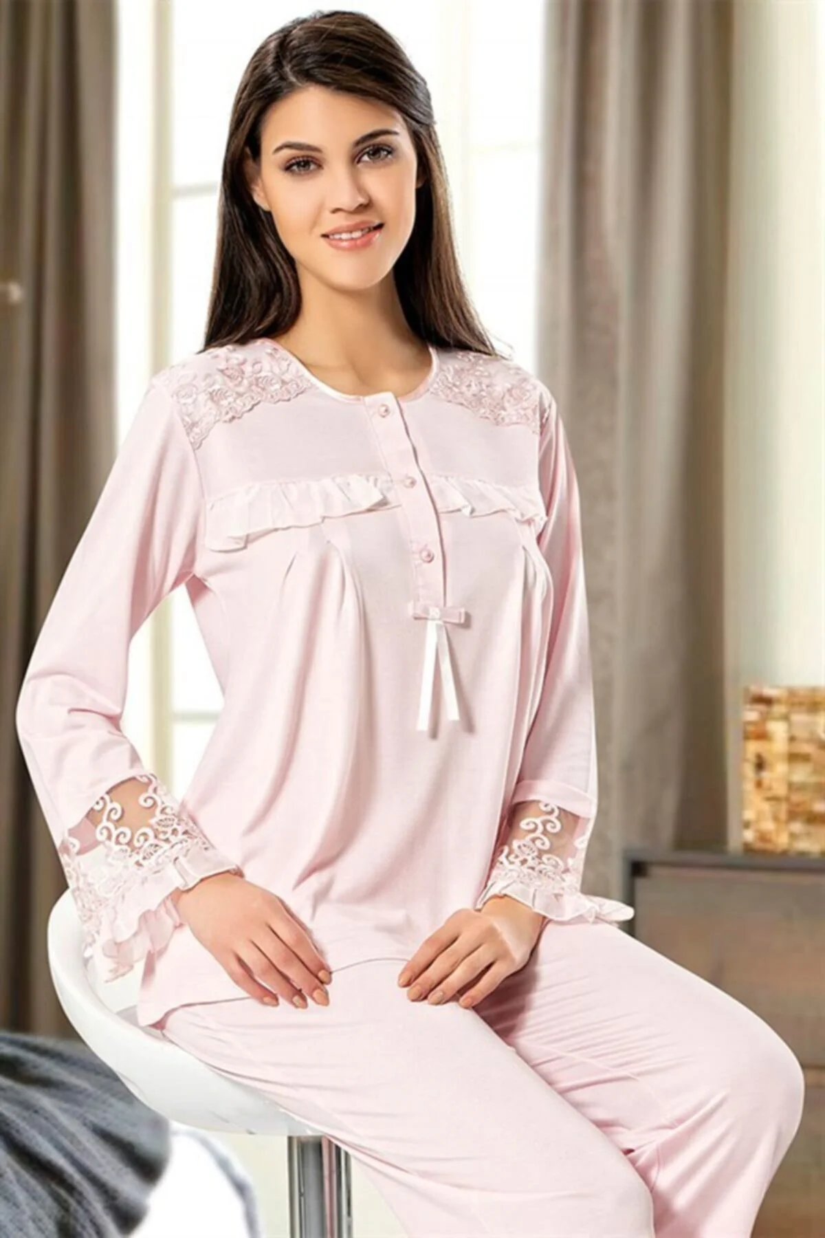 Penye Pijama Takımı 2130 Pudra