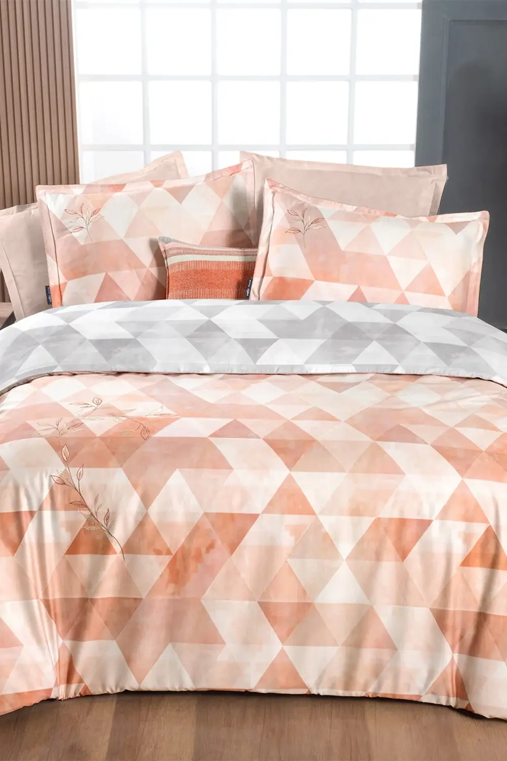 Peonia Taba Çift Kişilik %100 Pamuk Saten "233 TC" Nevresim Takım