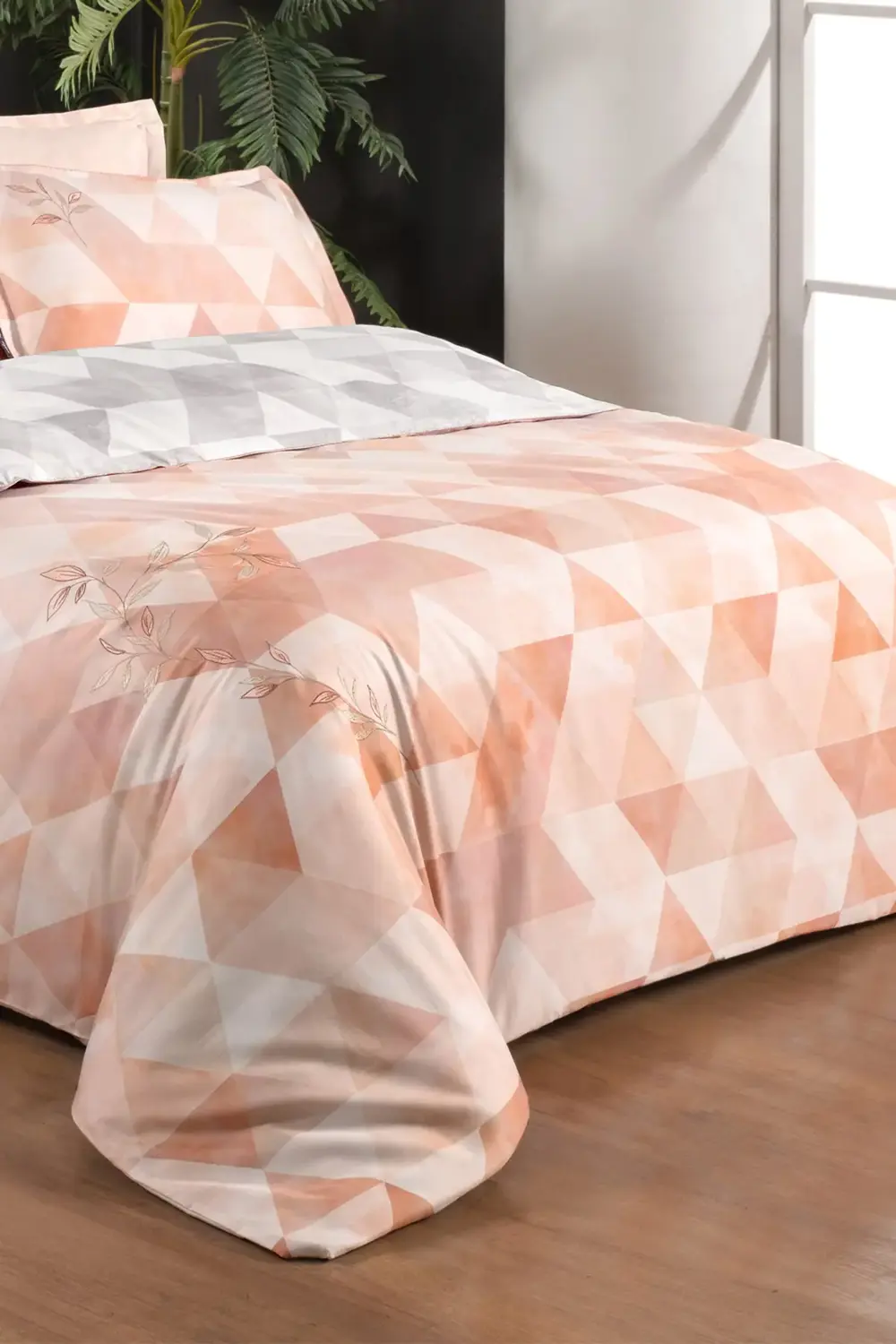 Peonia Taba Çift Kişilik %100 Pamuk Saten "233 TC" Nevresim Takım