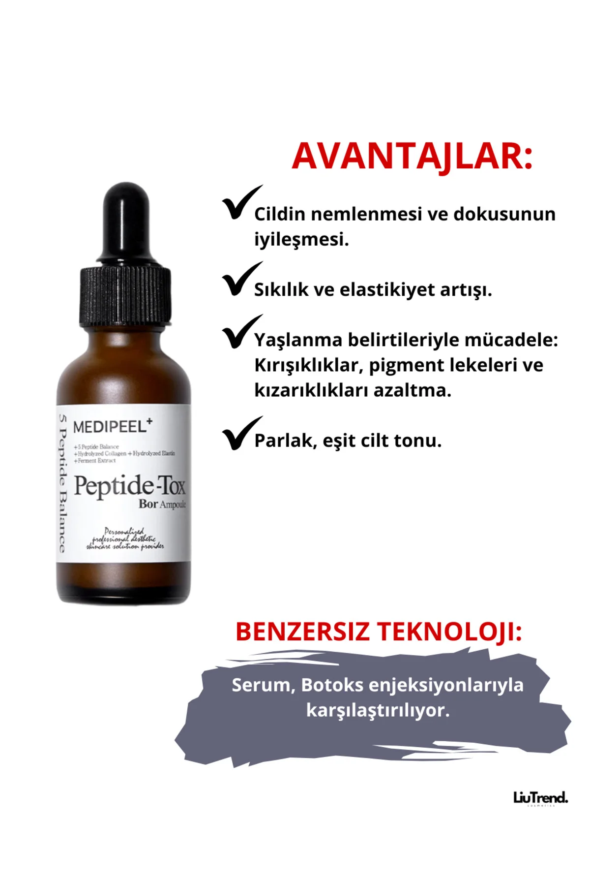 Peptide-tox Bor Ampoule 30 ml Kırışıklıkl karşıtı . Etkili Yüz Se