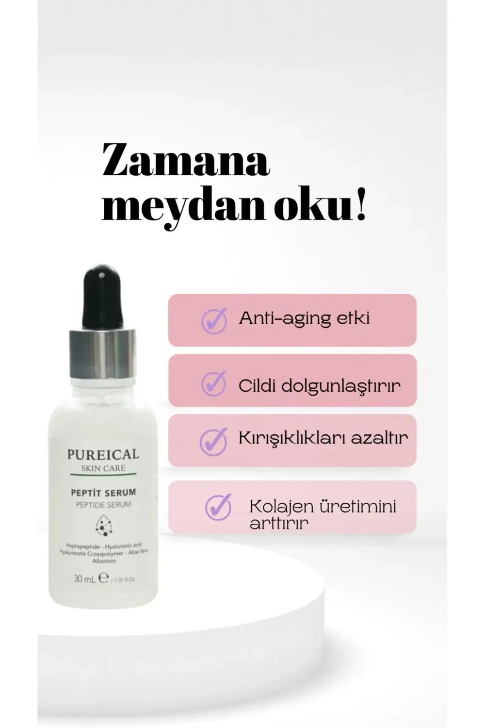 Peptit Serum, dolgunlaştırıcı, anti-aging, yaşlanma kırışıklıklar, peptit serum 30 mL