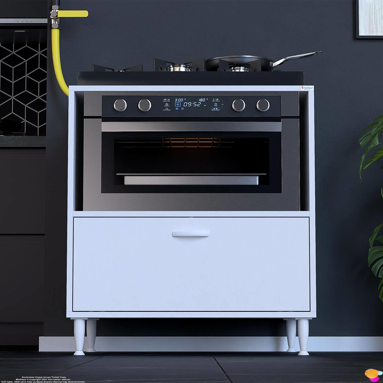 Perax 80 cm Kapaklı Set Üstü Ocak Dolabı Fırınlık Kiler Çok Amaçl Perax 80 cm Kapaklı Set Üstü Ocak Dolabı Fırınlık Kiler Çok Amaçl - Görsel 3