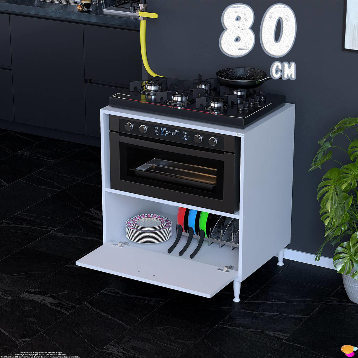 Perax 80 cm Kapaklı Set Üstü Ocak Dolabı Fırınlık Kiler Çok Amaçl Perax 80 cm Kapaklı Set Üstü Ocak Dolabı Fırınlık Kiler Çok Amaçl