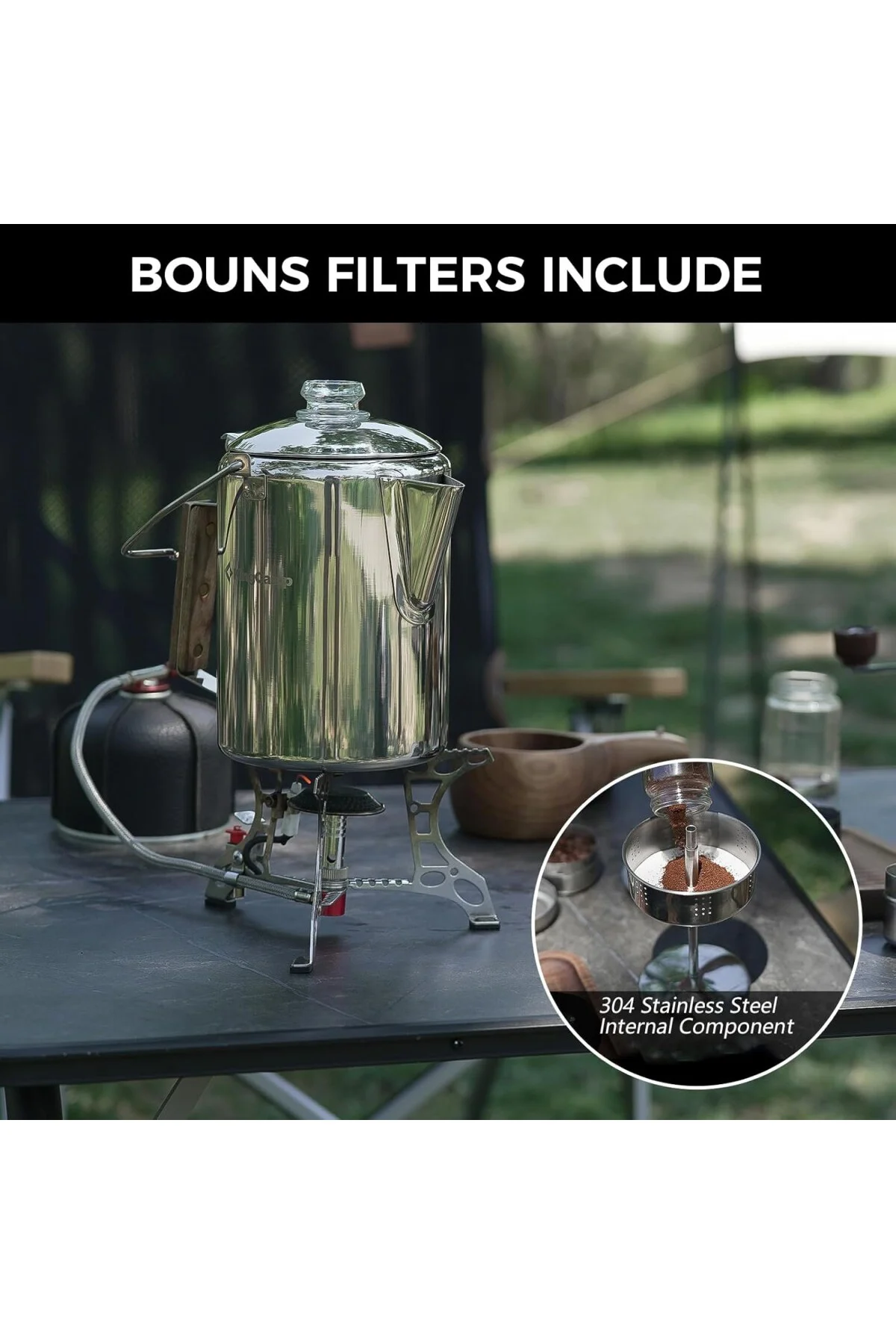 Percolator Coffee Pot Çelik Kahve Demleme Seti