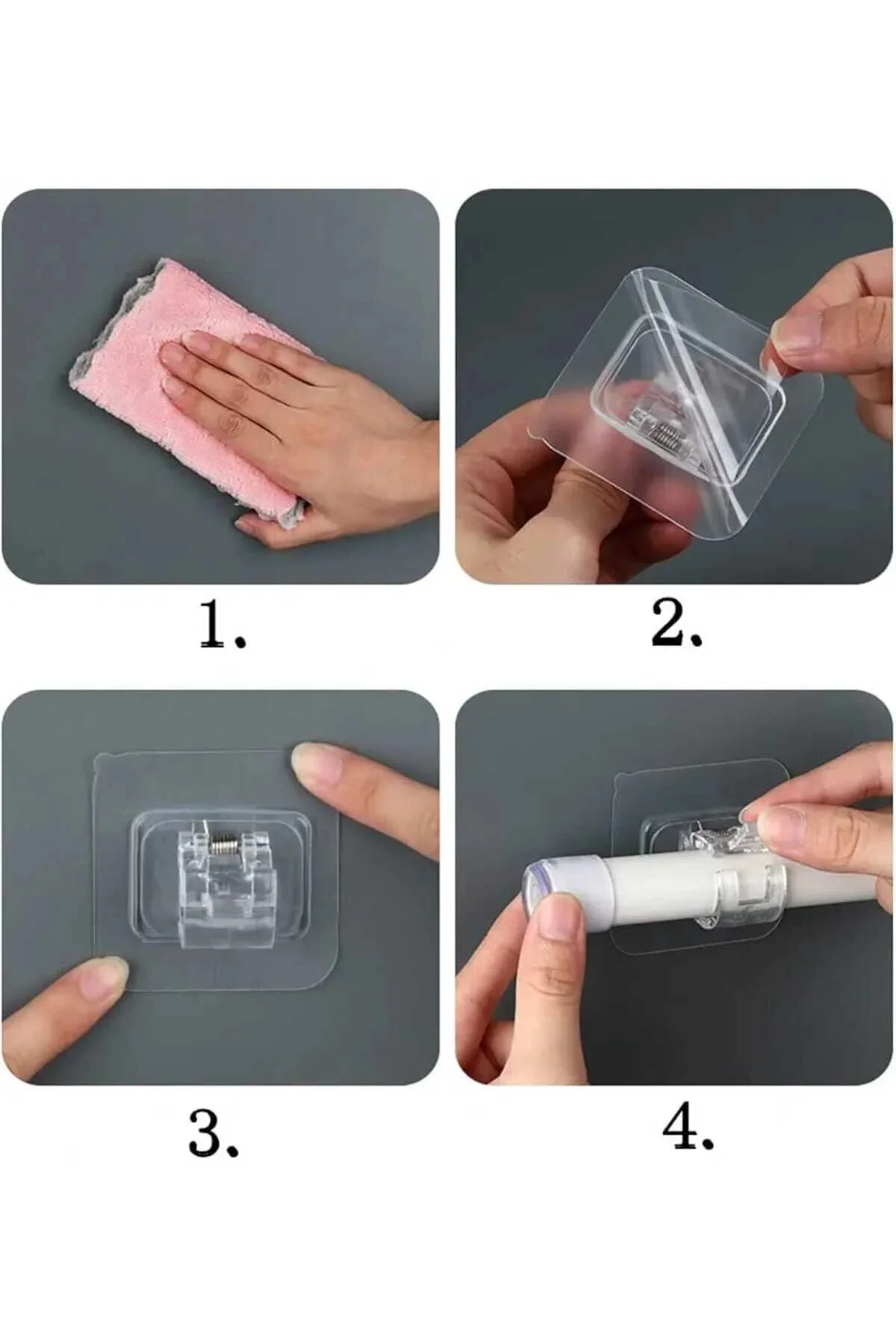 Perde Çubuğu Braketi Kendinden Yapışkanlı Boru Tutucu 2 Adet