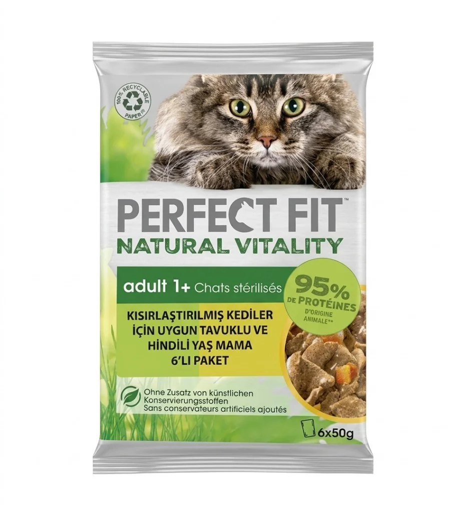 Perfect Fit Natural Vitality Hindi ve Tavuklu Kedi Konservesi 6x5 Perfect Fit Natural Vitality Hindi ve Tavuklu Kedi Konservesi 6x5