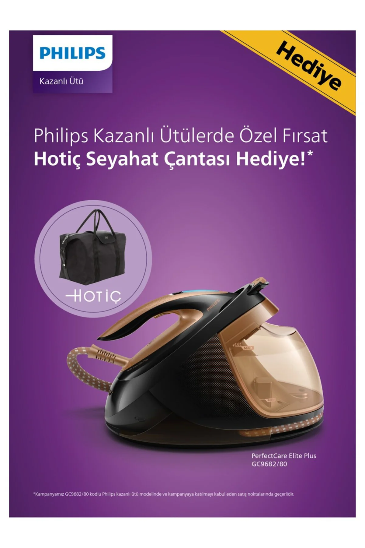 Perfectcare Elite Plus Buhar Kazanlı Ütü 8 Bar, 600g Şok Buhar, Gc9682/80 Çanta Hediyeli Perfectcare Elite Plus Buhar Kazanlı Ütü 8 Bar, 600g Şok Buhar, Gc9682/80 Çanta Hediyeli