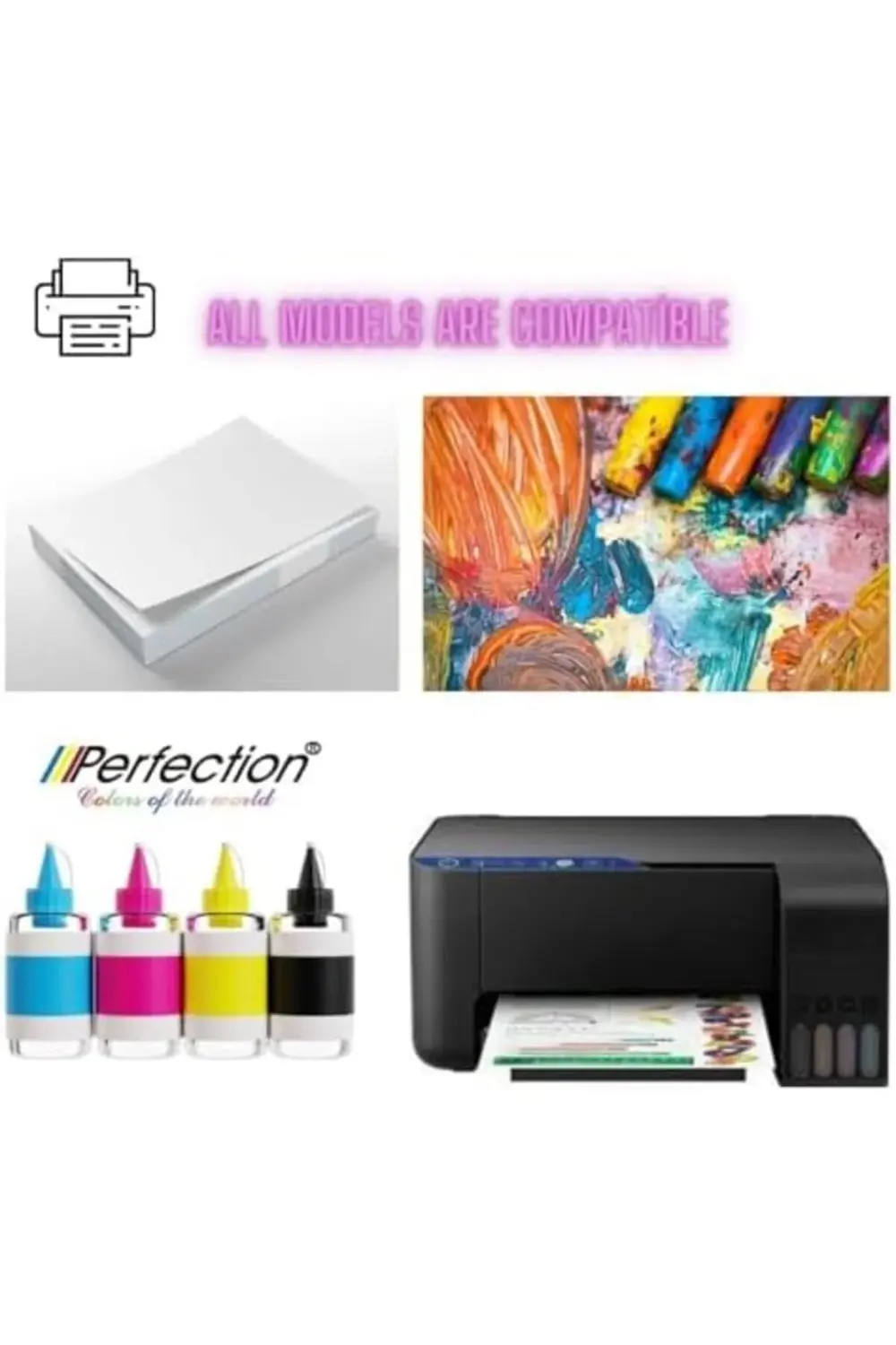 Perfection Uyumlu T Serisi Tanklı Yazıcılar Mürekkep Dolum Seti 4