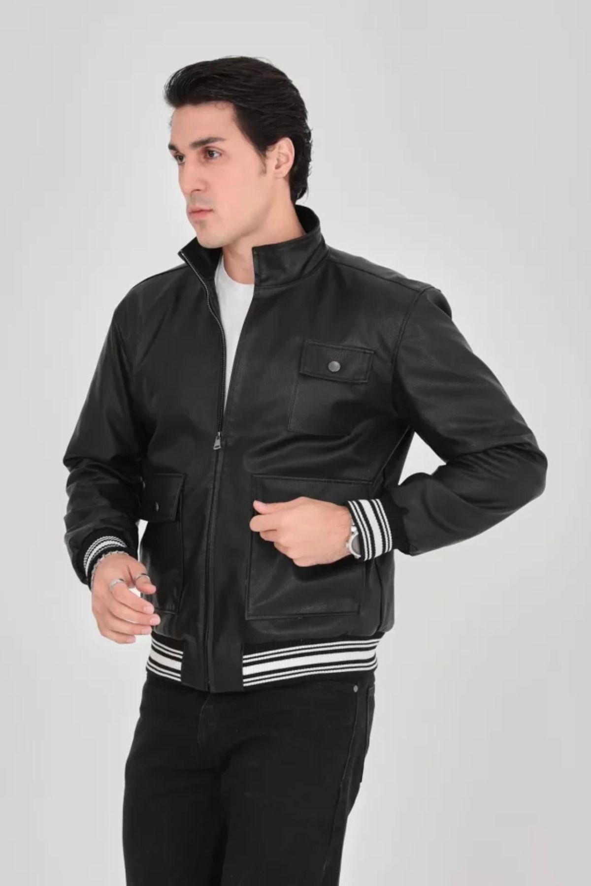 Beste Gürel Perfica Erkek Fermuarli İçten Elyaf Ve Astarli Suni Deri Ceket - 