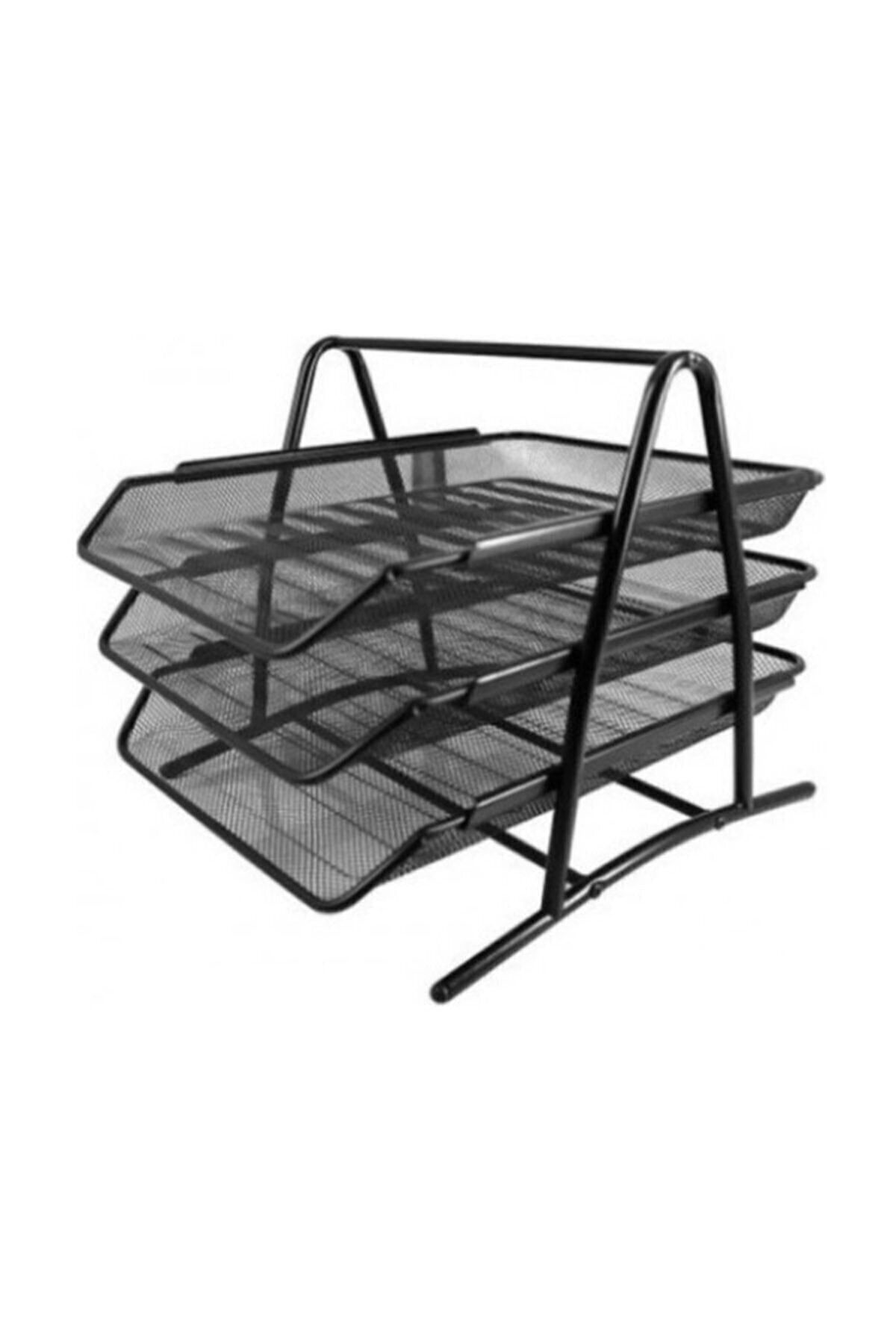 Kraf Perfore Evrak Rafi Metal 3 Katli 460G Siyah Fx